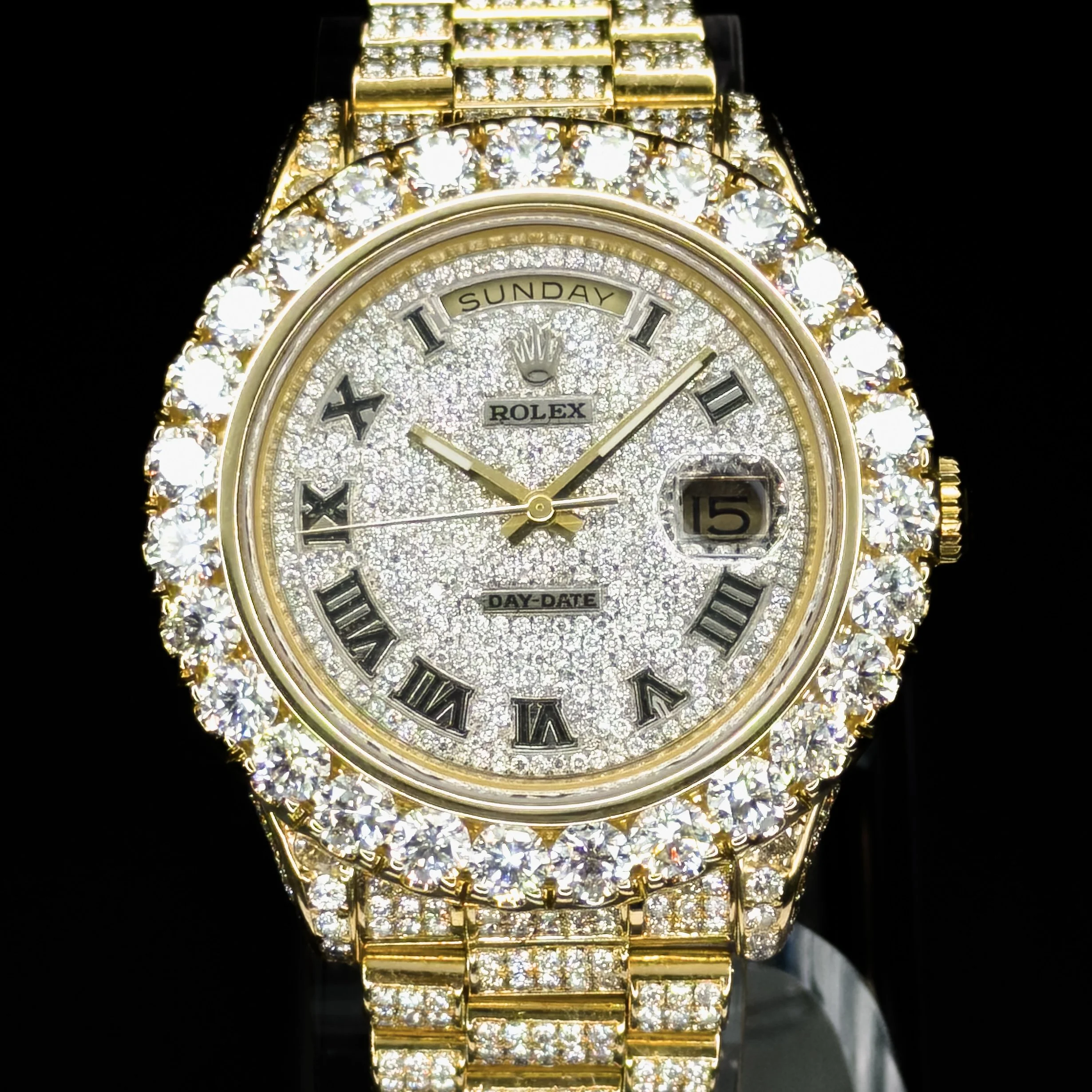 Rolex Day-Date II 41mm 18k Yellow Gold, Custom Diamonds 218238