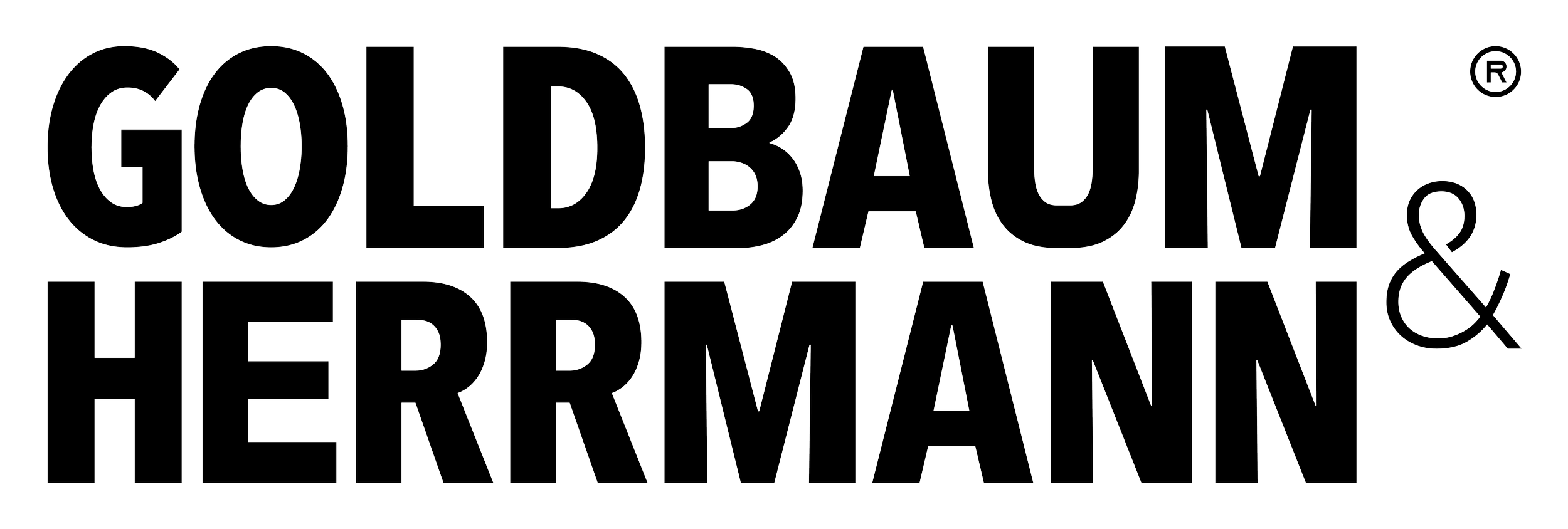 Outline of the text 'GOLDBAUM & HERRMANN' in large, bold letters with a registered trademark symbol in the top right corner.