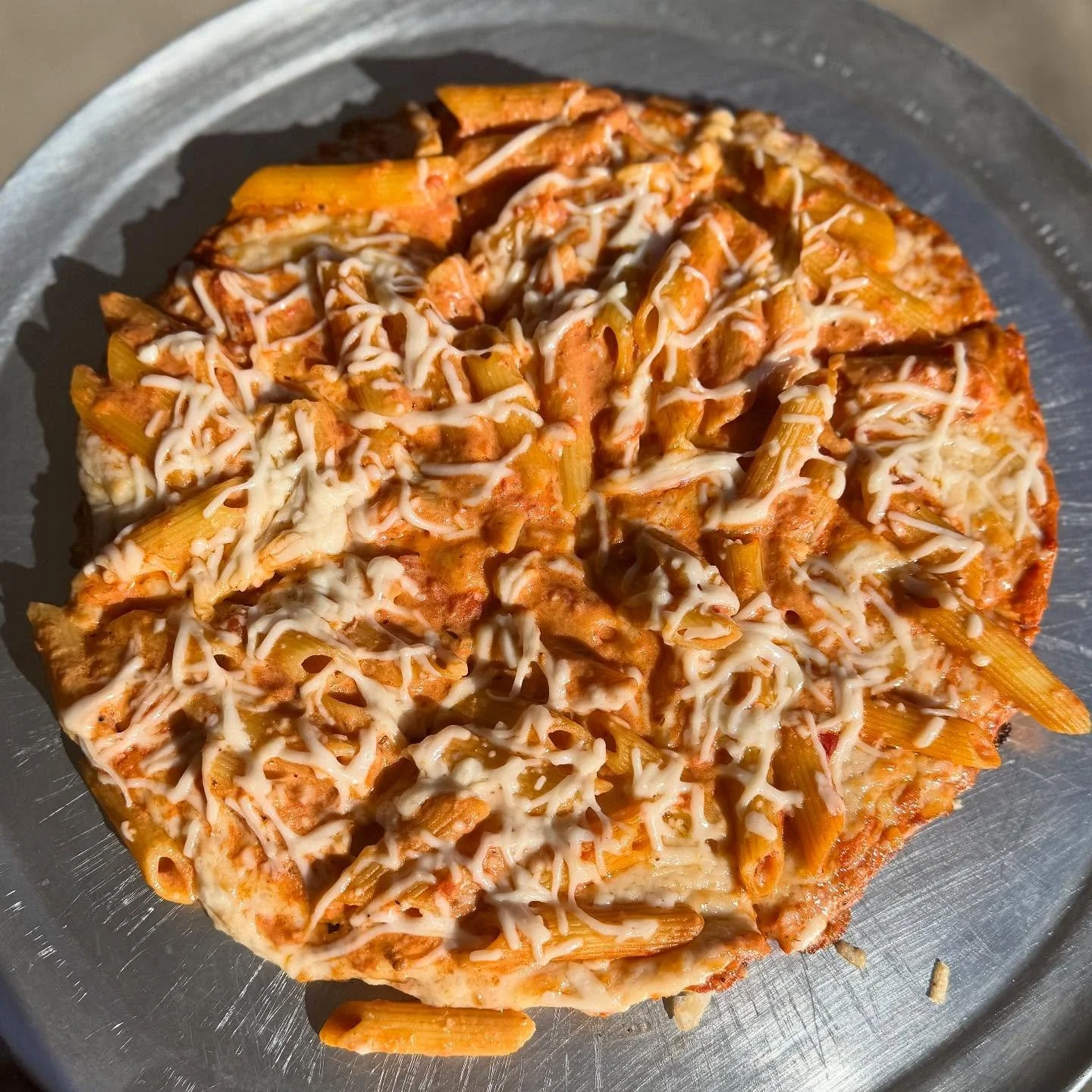 Holy Pizza! We have our new special available, Penne aka vodka pizza.  Don&rsquo;t be shy, get a pie! #vegan #veganpizza #vegannj #ramseynj #veganrestaurant #vegandinner