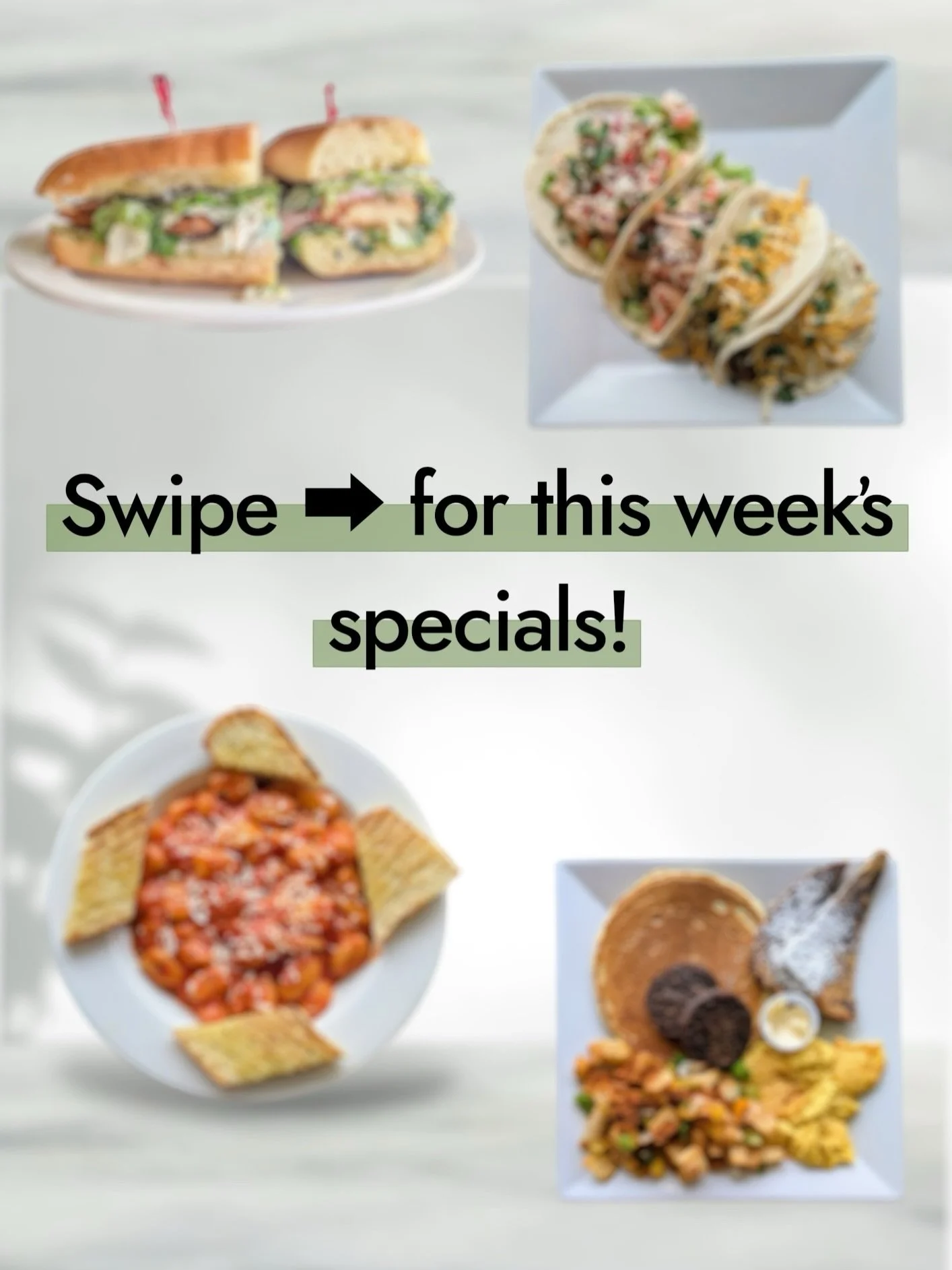 This Week&rsquo;s Specials at Simply Green Caf&eacute;

For those who want a little bit of everything we have our 🥞 Breakfast Combo-One fluffy pancake, one French toast, Just Egg scramble, skillet potatoes, and savory vegan sausage patties. The perf