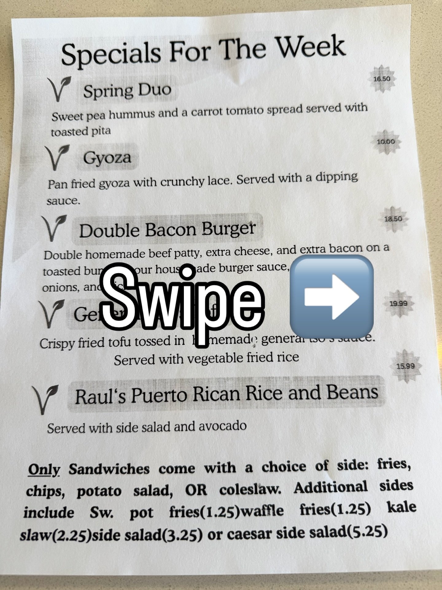 Special&rsquo;s for the week!  Come in and check them out! #vegan #veganfoodlovers #ramseynj #veganinnj #veganlunch