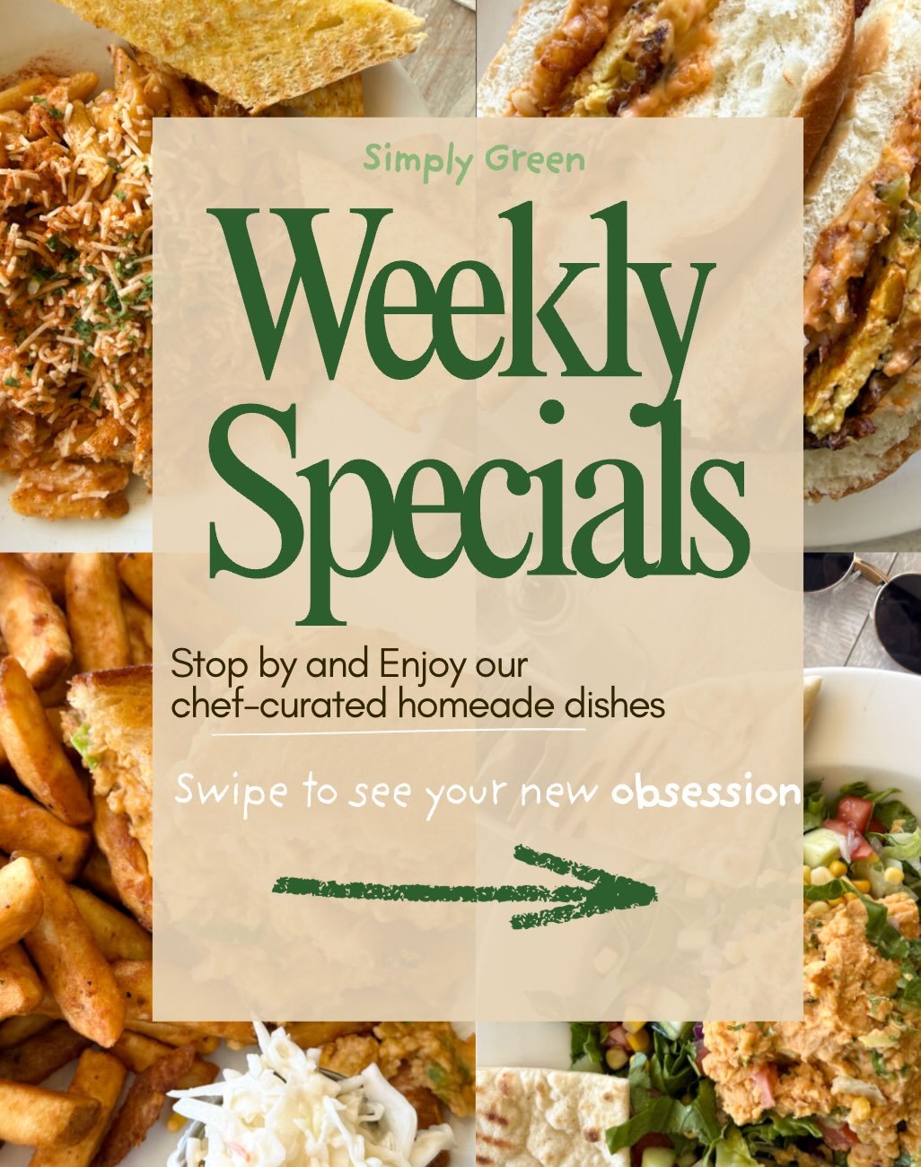 Menu drop! 🔥 
We&rsquo;ve got the &ldquo;Summer Sunrise
Breakfast Sandwich&rdquo;, the
&ldquo;Firecracker Chickpea Melt&rdquo; with gooey cheese, the fresh &ldquo;Zesty Chickpea Crunch Salad,&rdquo; and the irresistible &ldquo;Creamy Cajun Chicken P
