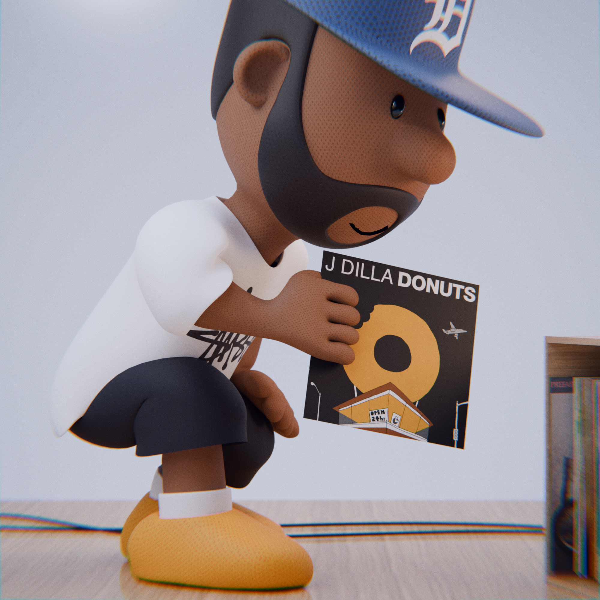 j dilla as a 3d peanuts character by reggie perry jr