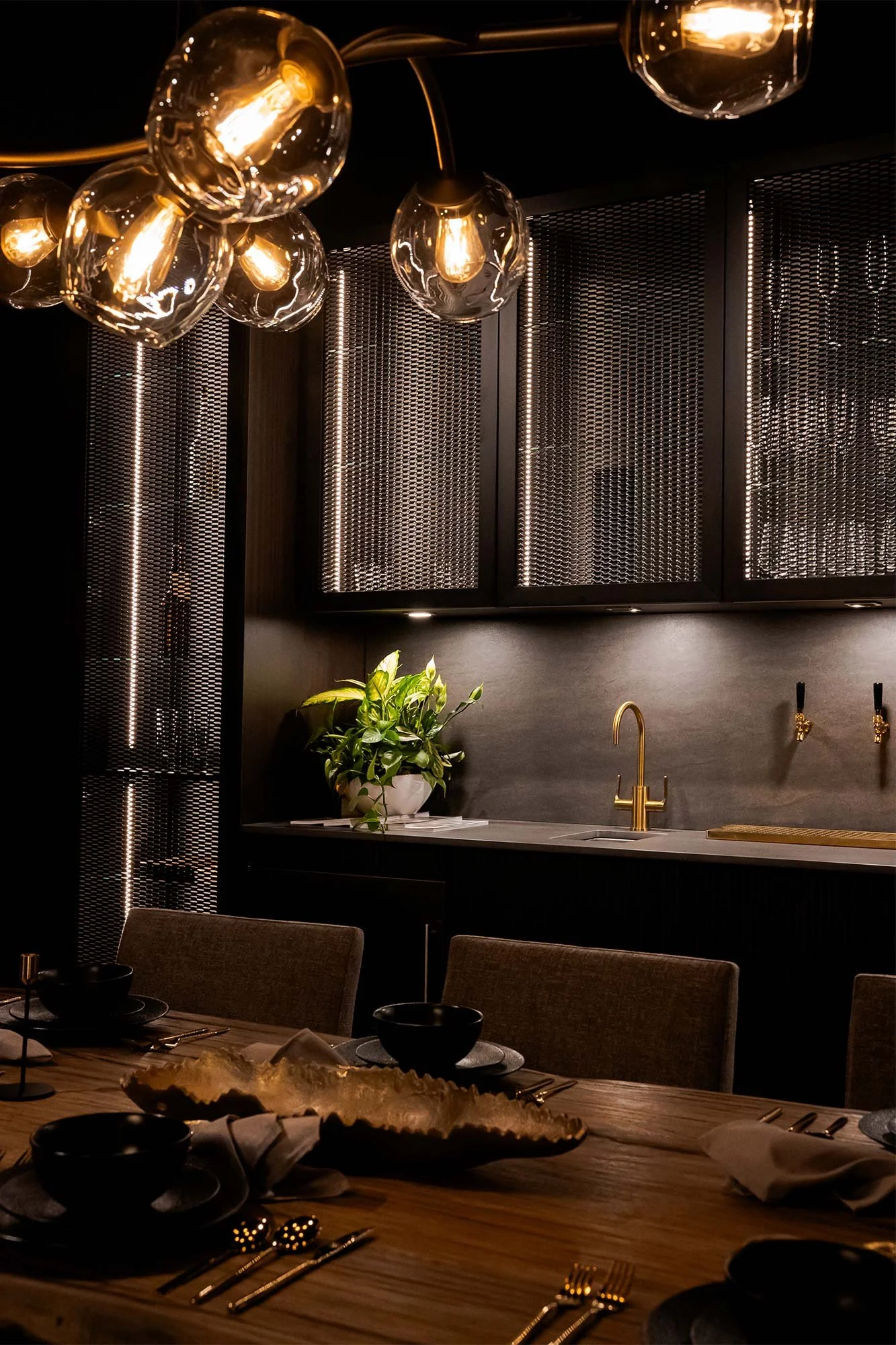 The Nolte Neo liquor cabinet features integrated lights.  