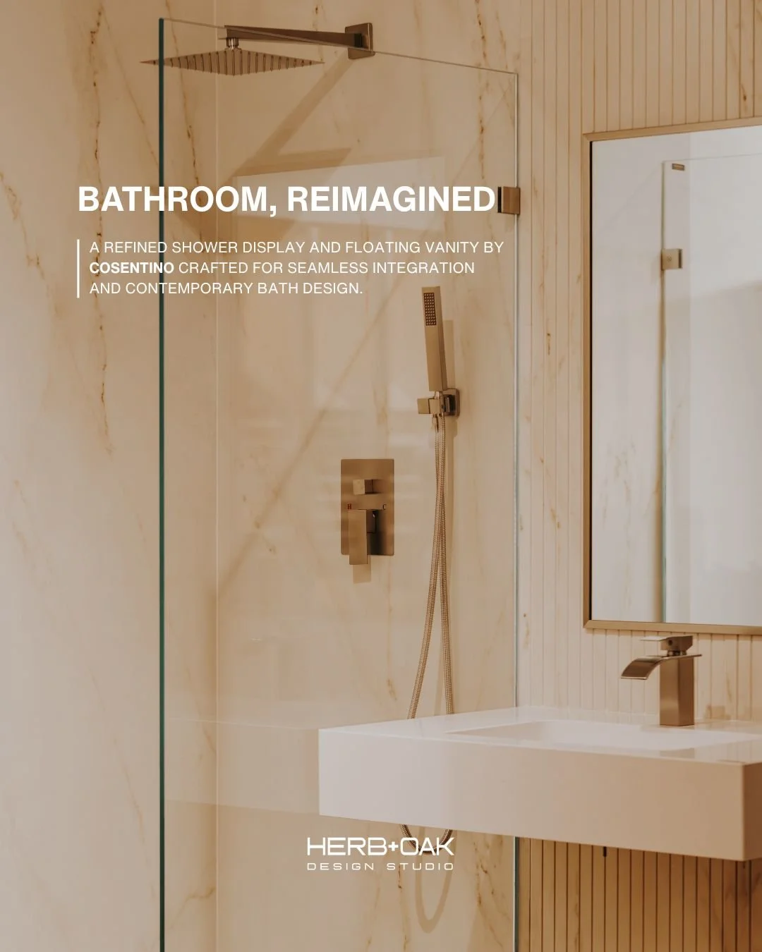 Featuring a Cosentino shower display and floating vanity, along with a custom-made mirror and shower glass crafted for the showroom, the space reflects thoughtful material choices and careful detailing throughout.

A considered approach to what your 
