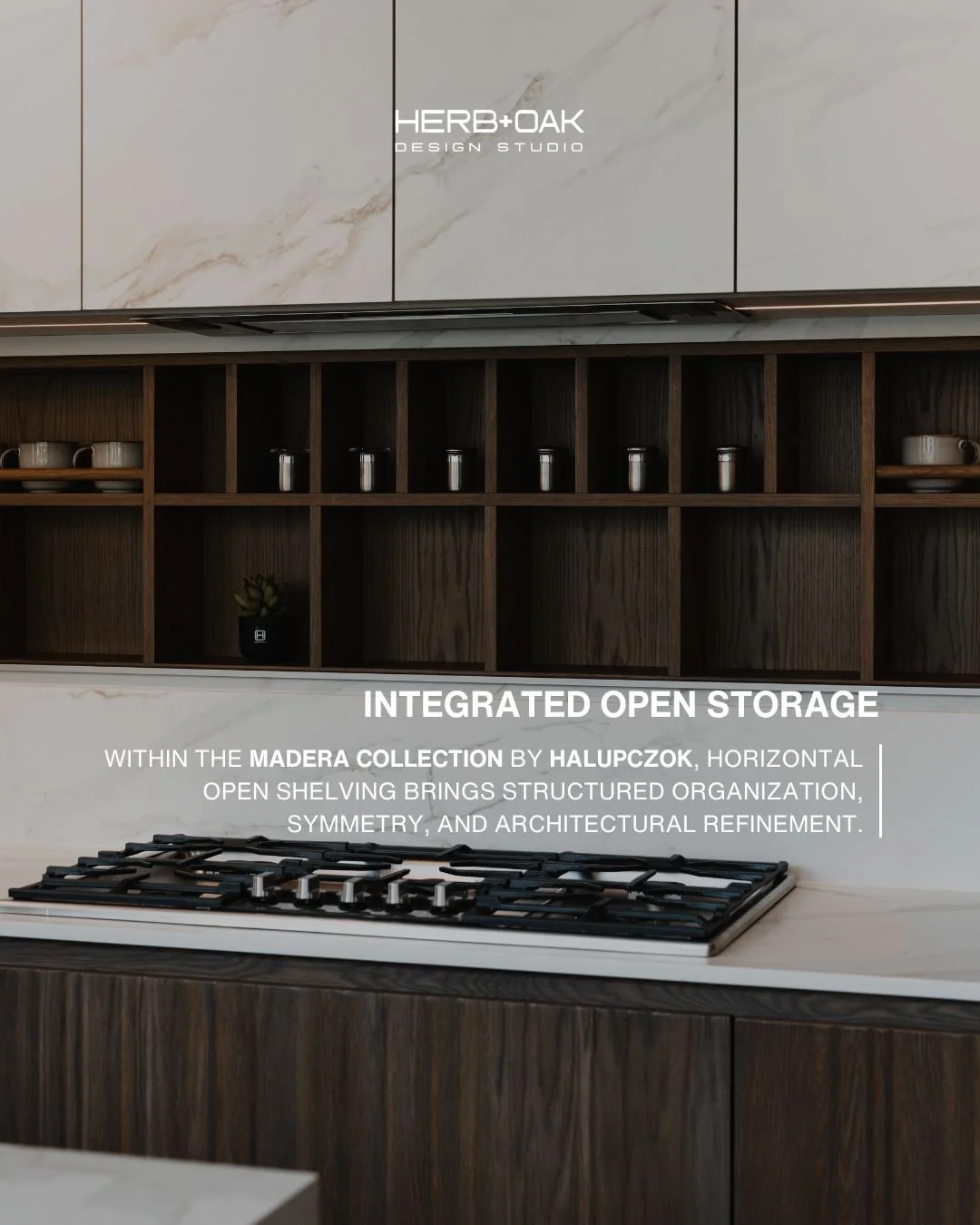 Every element has its place, allowing the kitchen to feel curated, balanced, and deliberately designed.

#herbandoak #luxuryinteriors #designstudio #functionality #sustainability
