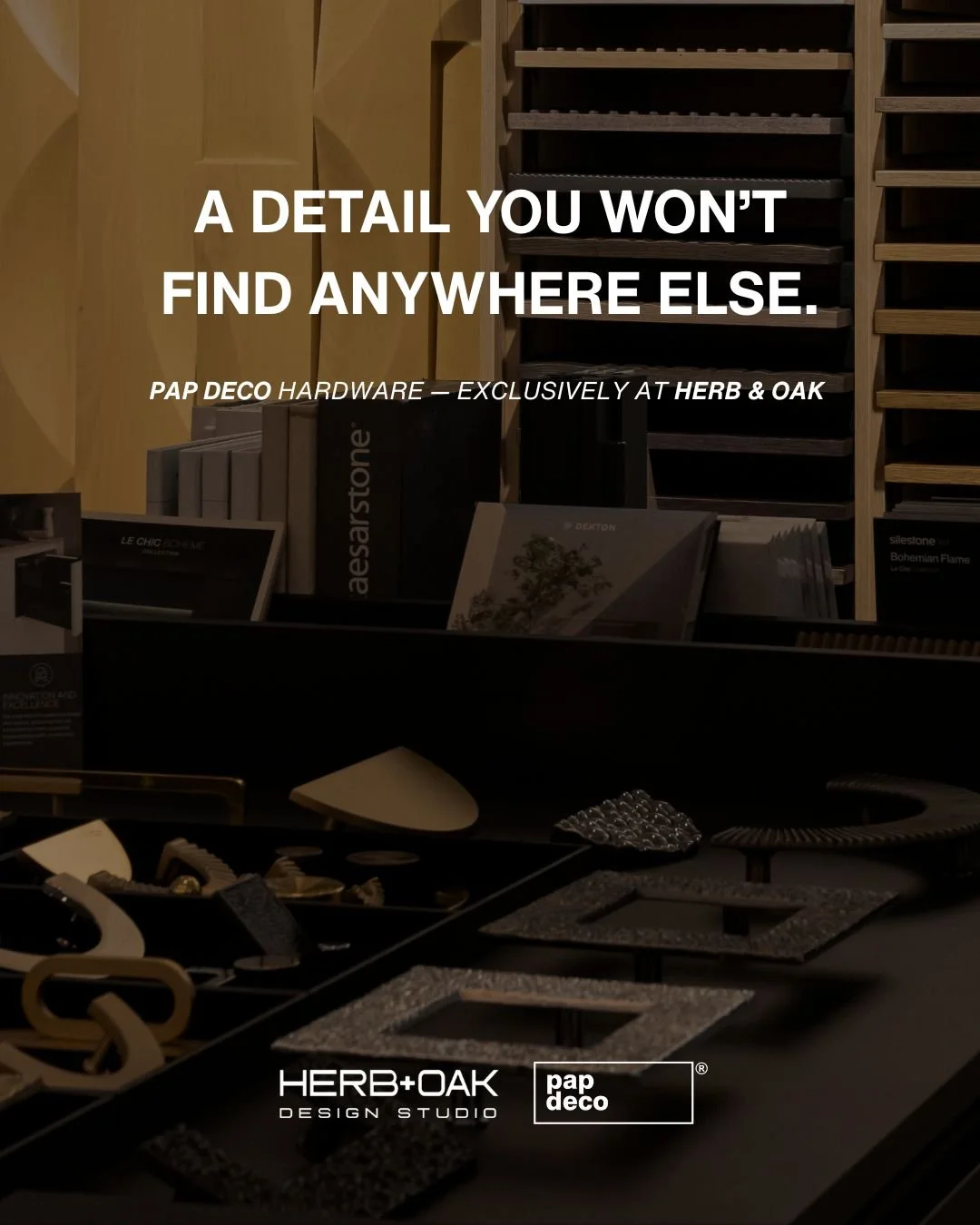 The right hardware can transform an entire space.
At Herb &amp; Oak Design Studio, we proudly showcase Pap Deco hardware, a line known for exceptional craftsmanship and striking design. Discover some of the many pieces available exclusively in our sh