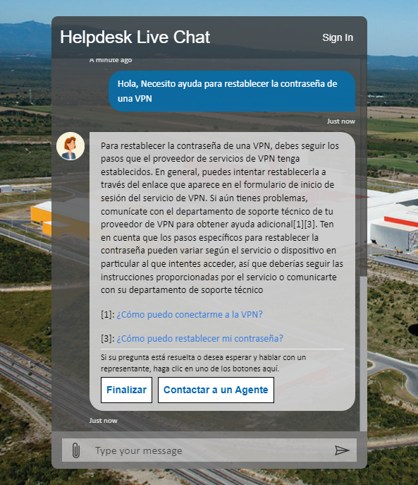 Helpdesk AI web client UI