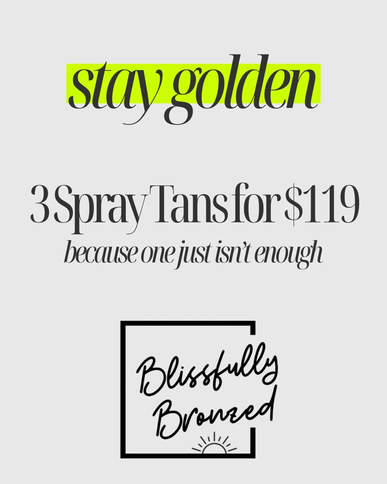 Glow smarter, not harder ✨
3 custom sprays for $119 - your golden era starts here.

#blissfullybronzed #promszn #weddingszn #baltimorespraytan #staygolden