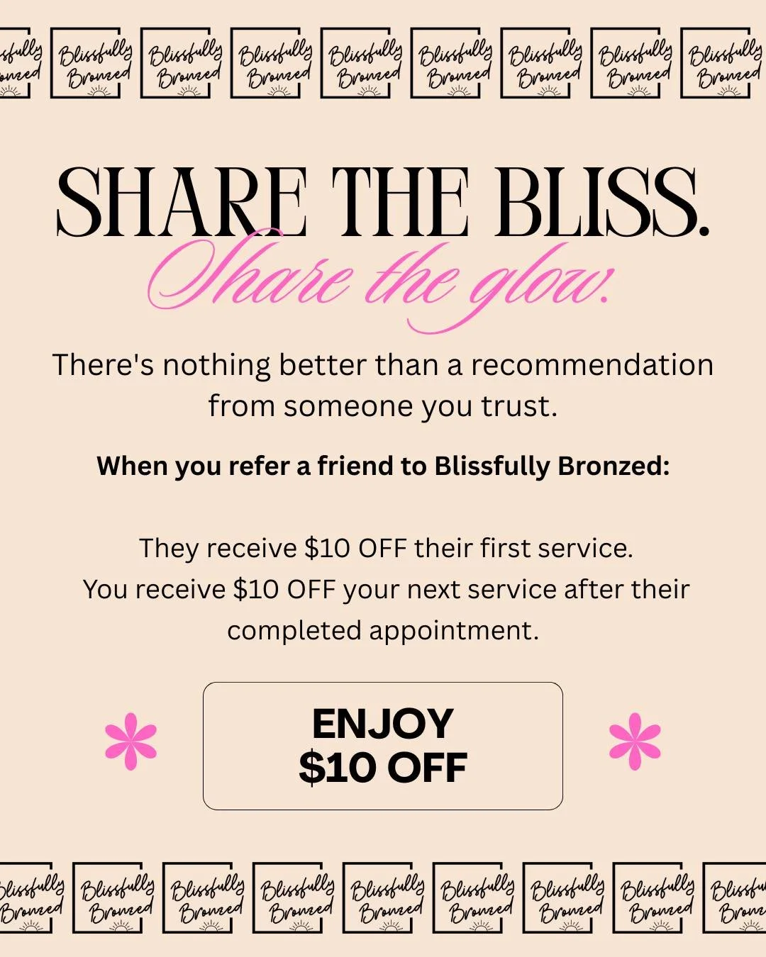 Sometimes the best compliment you can give a small business is sharing it with someone you love.

So... let's make it a win-win.

- Refer a friend and they'll receive $10 OFF their first service.
- Once they complete their appointment, you'll receive