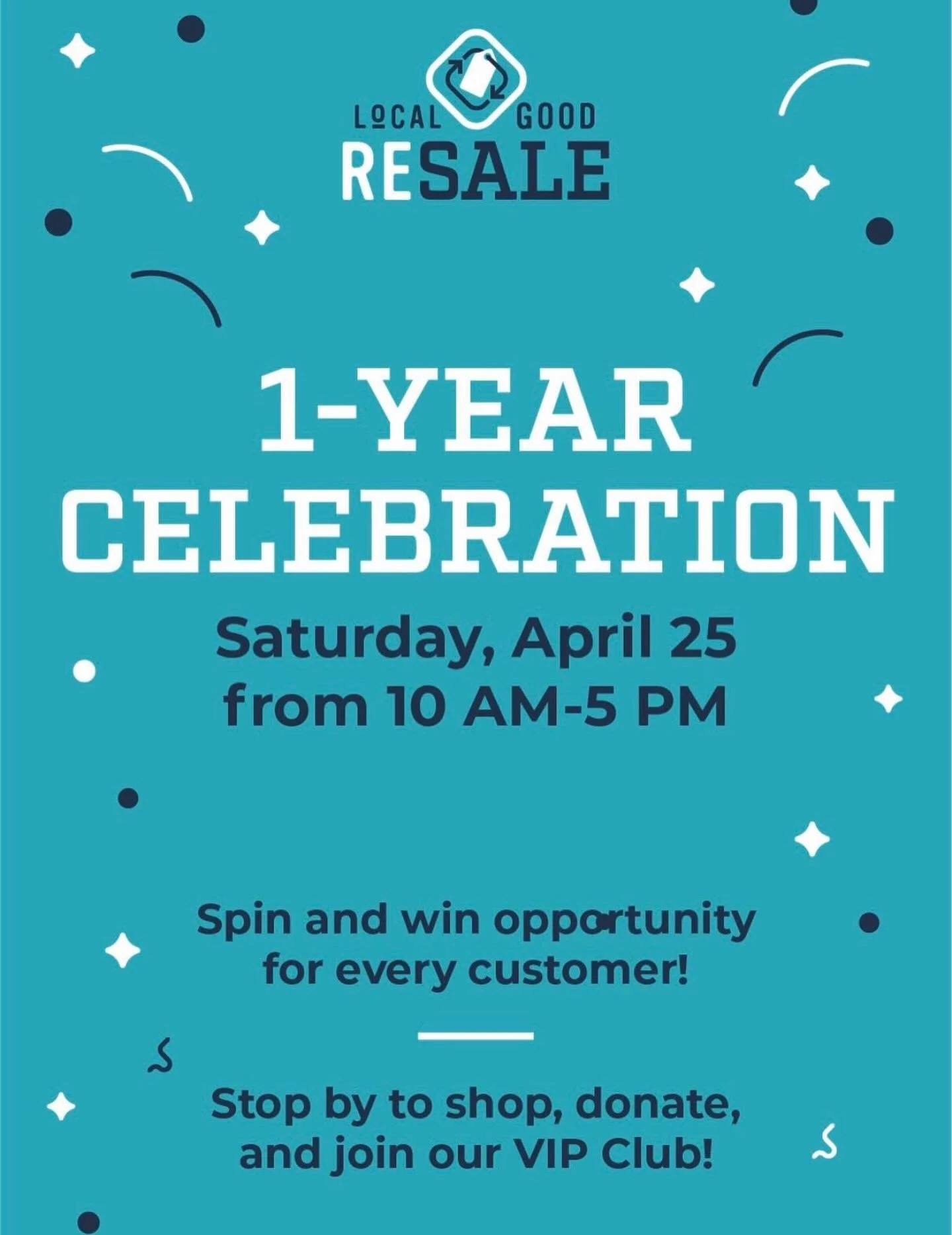 One year of doing good in our community and we're just getting started! Come shop and or donate goods to Local Good Resale!