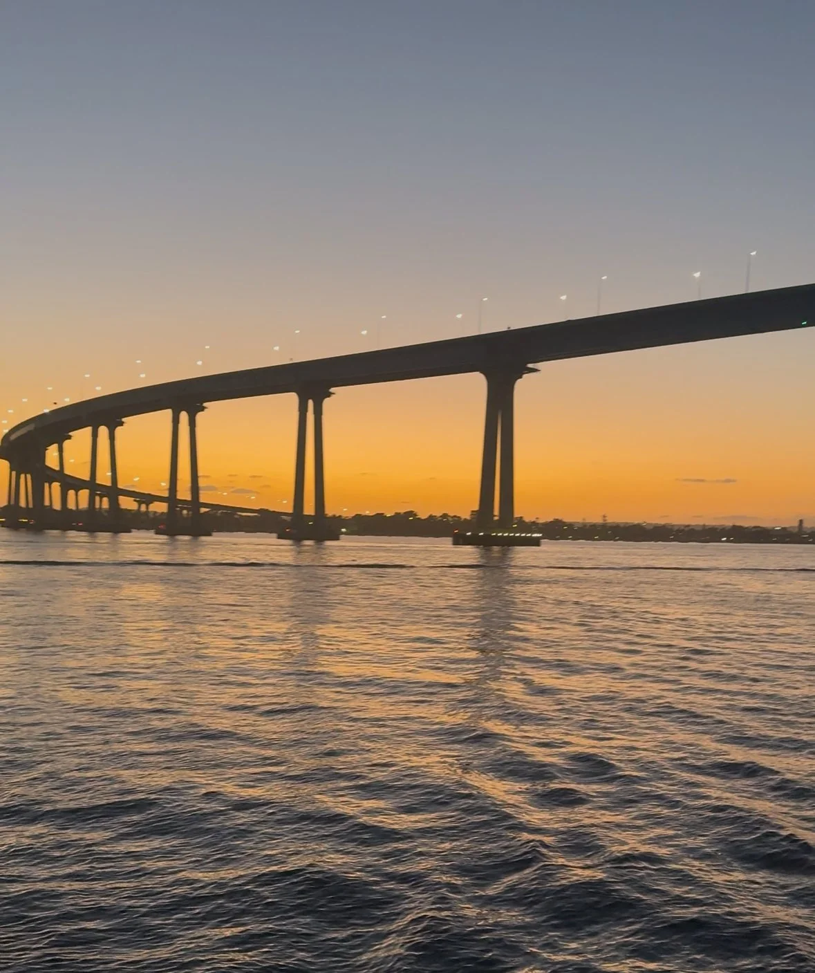 Sunset View of the Coronado Bridge with Gold Coast Yacht Charters