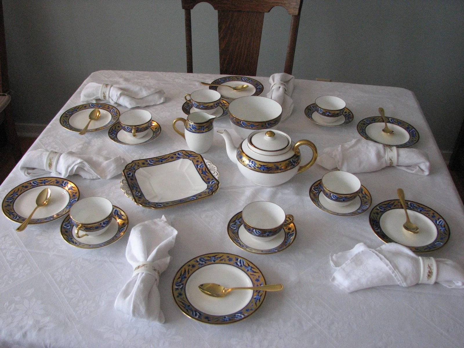 Shelley Blue Swallows Tea Set. Blue Swallows Pattern #8190 tea, Bute shape