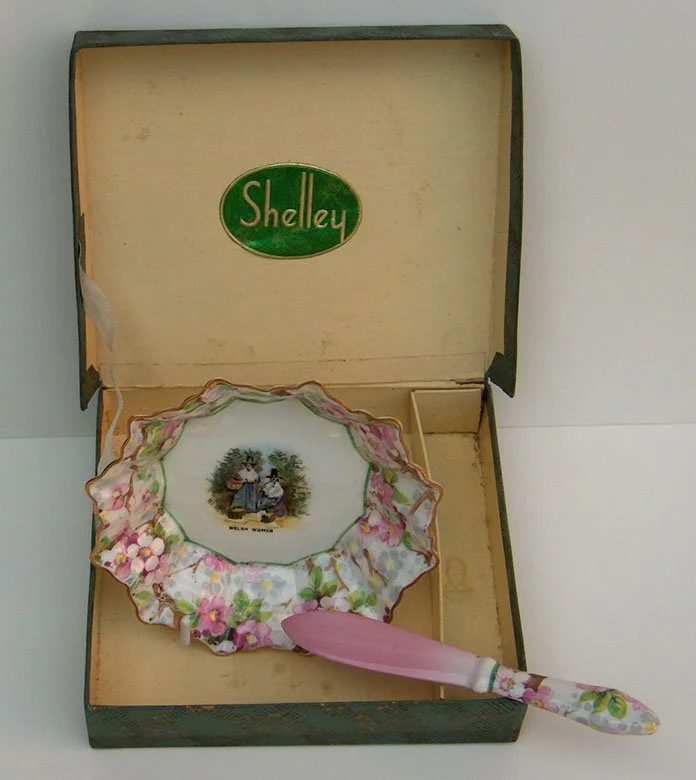 Welsh Women Chintz Dish & Knife