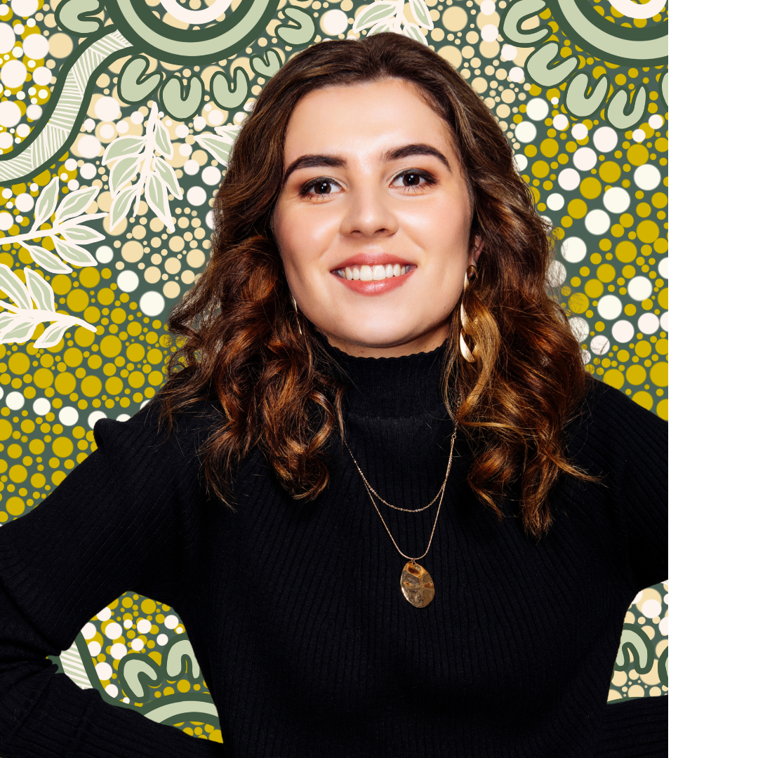 Portrait of Indigenous artist Kortney Glassbehind CleanPeak Energy Reconciliation Action Plan artwork