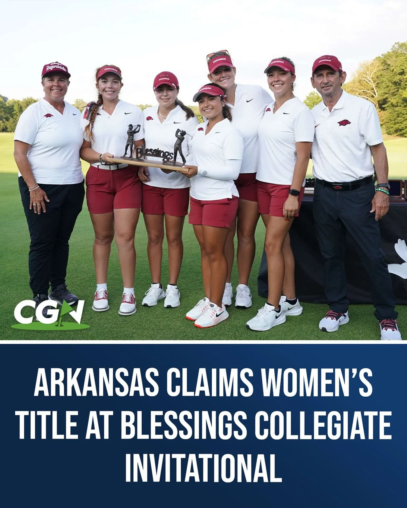 Arkansas Claims Women&rsquo;s Title at Blessings Collegiate Invitational

@arkansaswgolf @blessingscollegiate 

Arkansas defended its home course with a commanding victory at the Blessings Collegiate Invitational, finishing at 8-under to win the team