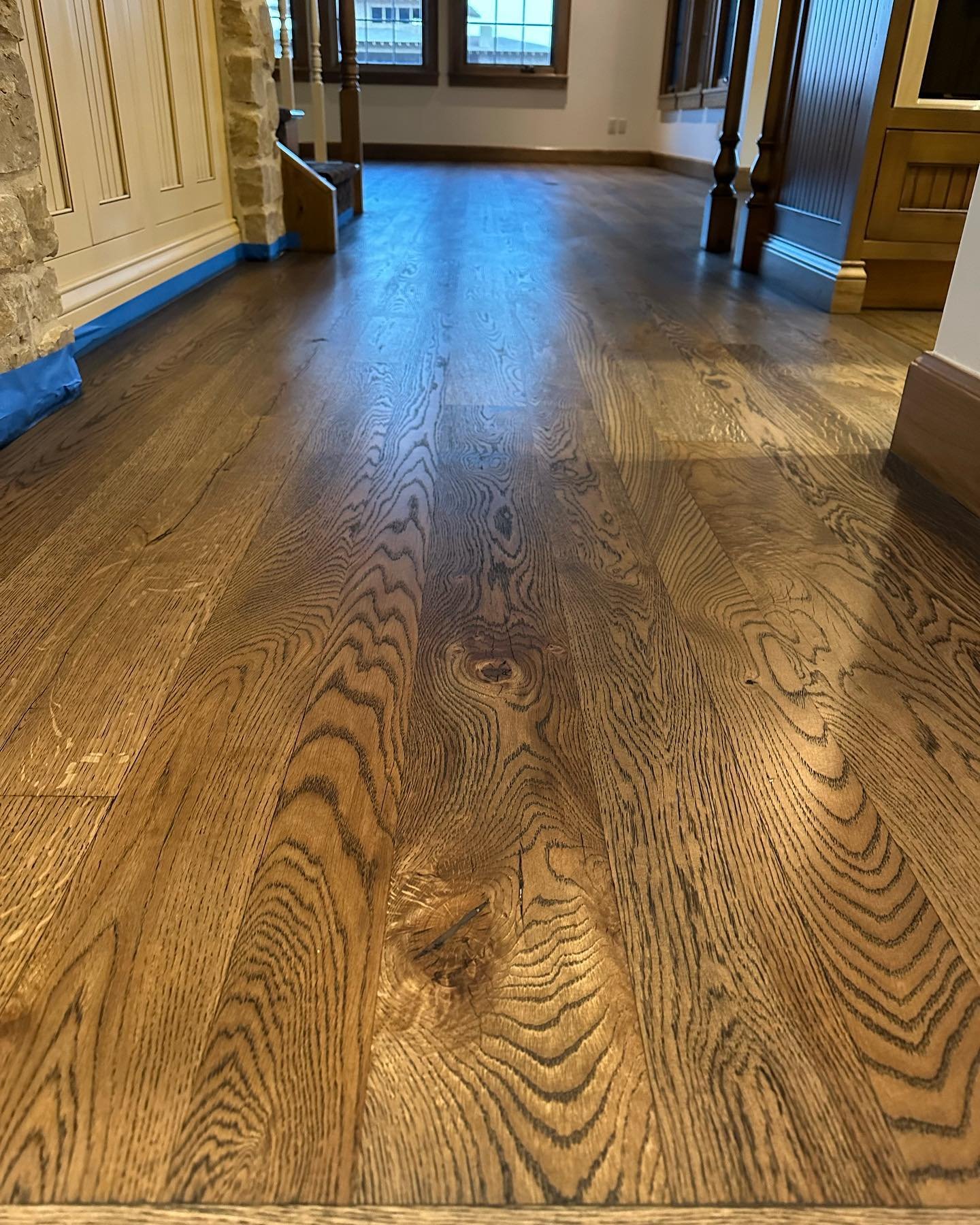 Beautiful stained white oak floors in Littleton Colorado! #customhardwoodfloors #homeremodel #roxboroughcolorado #highlandsranchcolorado #denvercolorado #hardwoodfloors
