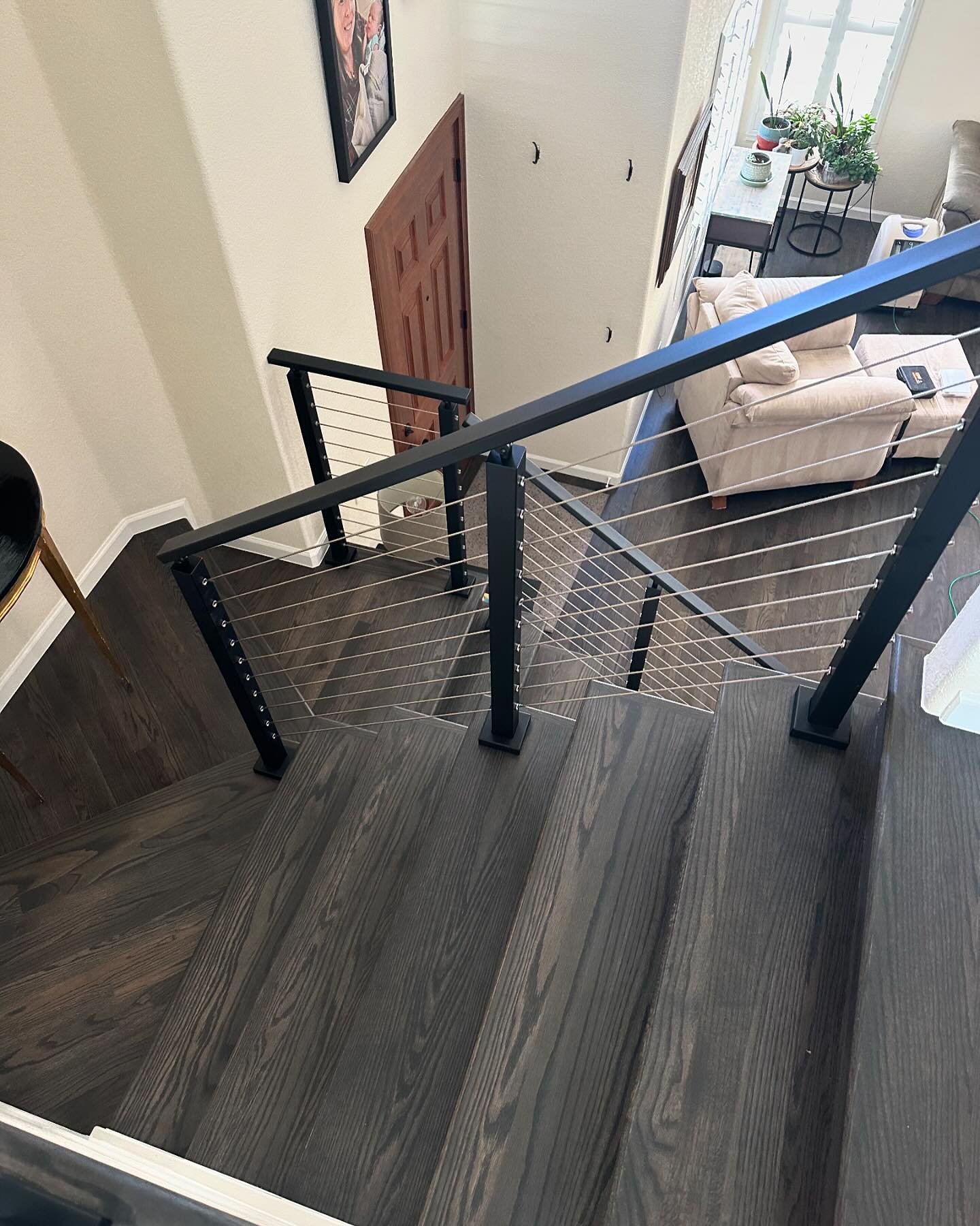 Beautiful staircase we built! Loving the contrast!