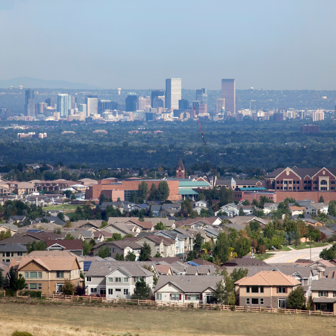 view of highlands ranch colorado/littleton colorado view. oldr picture with view of denver skyline.