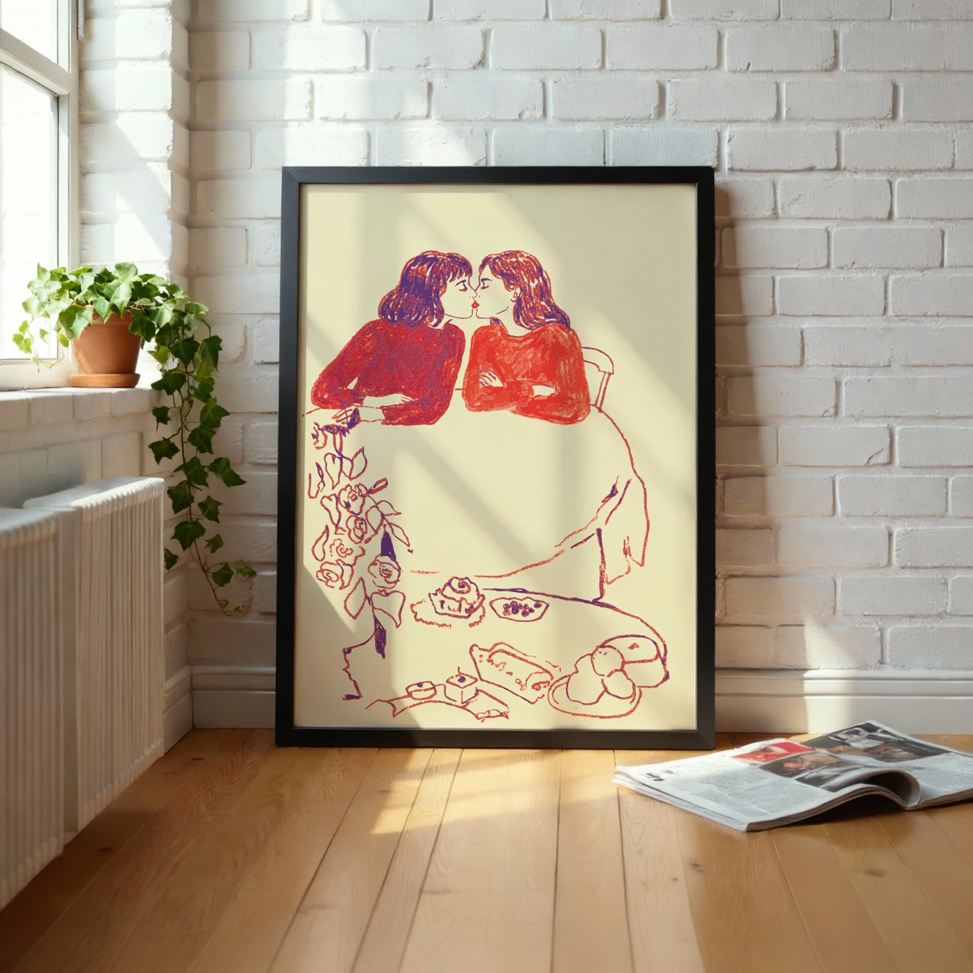Kissing in the Cafe ( Black Frame).jpg