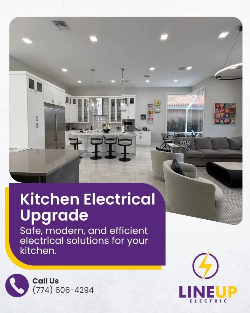 Transform your kitchen with safe, modern, and efficient electrical upgrades.
From better lighting to reliable power solutions, we make sure your space is ready for everyday life &mdash; beautifully and safely. ✨⚡
Trust LineUp Electric for quality you