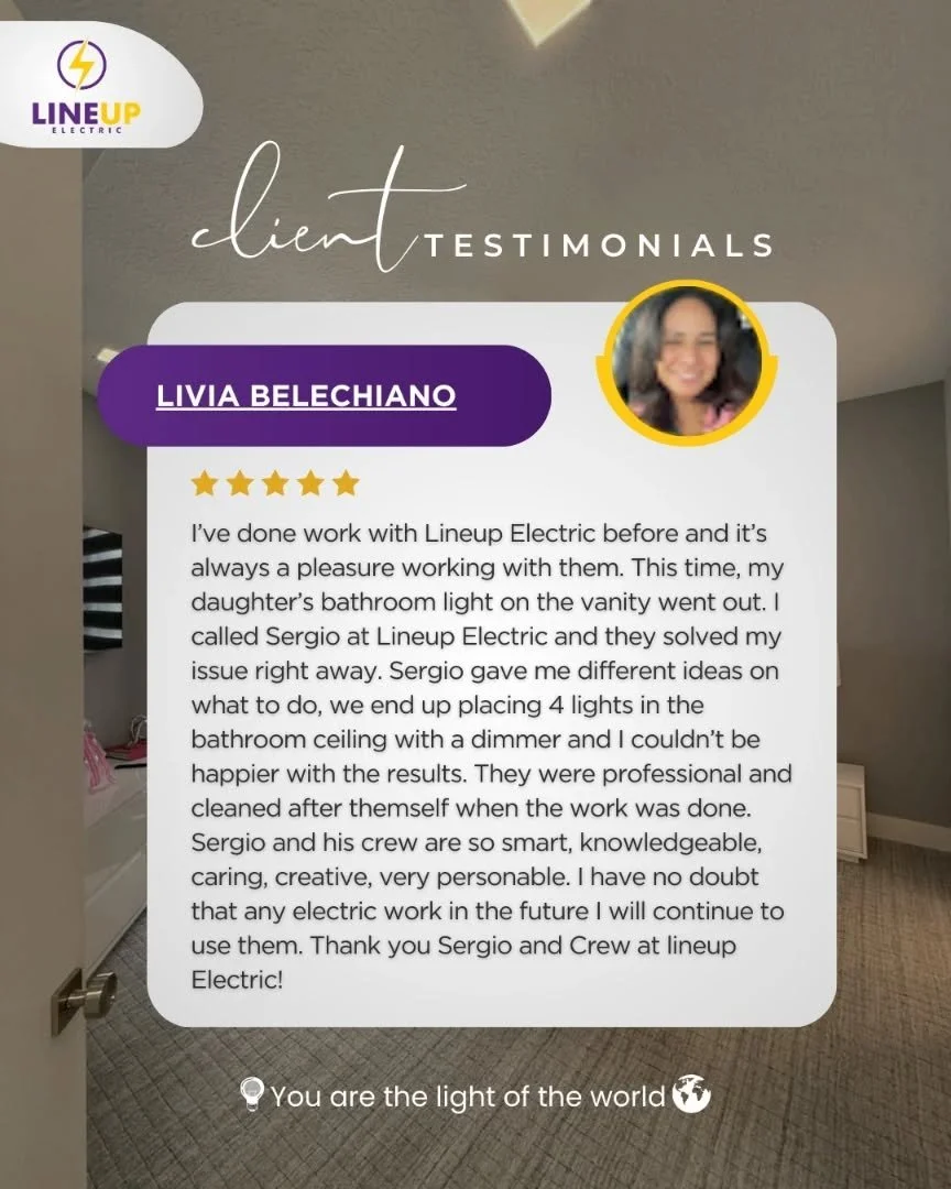 ⭐️⭐️⭐️⭐️⭐️
Nothing speaks louder than a happy client!

We love turning ideas into reality and making every space brighter, safer, and more beautiful. Thank you, Livia, for trusting Lineup Electric once again. It&rsquo;s always a pleasure to deliver q