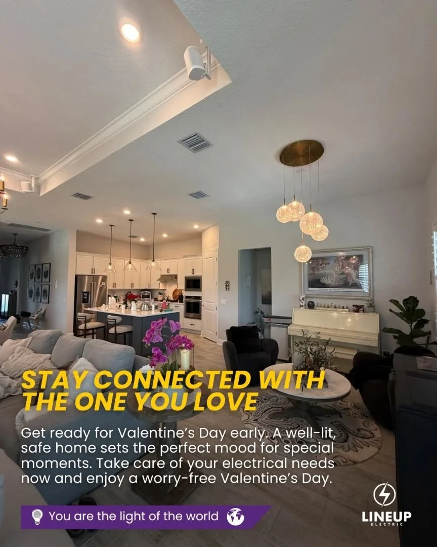 Stay connected with the one you love. 💛
A well-lit, safe, and efficient home creates the perfect atmosphere for unforgettable moments.
This Valentine&rsquo;s Day, make sure your electrical systems are ready &mdash; so you can focus on love, not worr