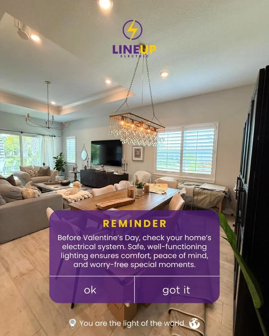💡 A little reminder before special moments

Before Valentine&rsquo;s Day, make sure your home&rsquo;s electrical system is safe and up to date.
Well-functioning lighting brings comfort, peace of mind, and allows you to enjoy every moment without wor