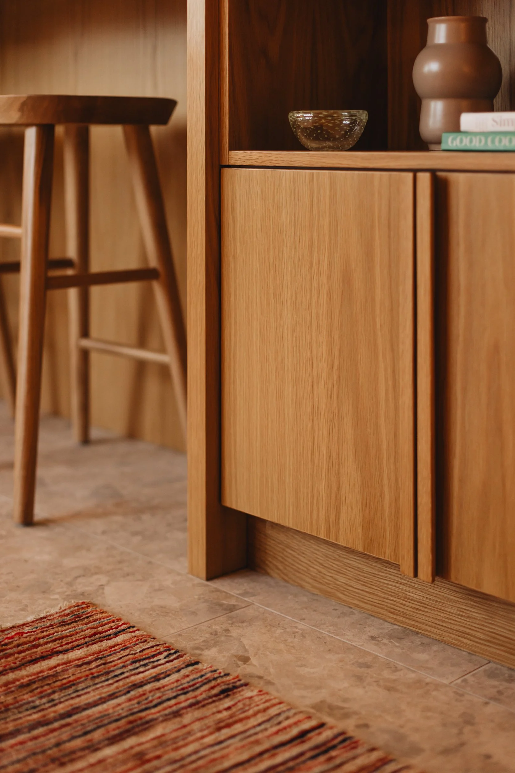 Sun-soaked, warm family kitchen design NZ - Honour Creative