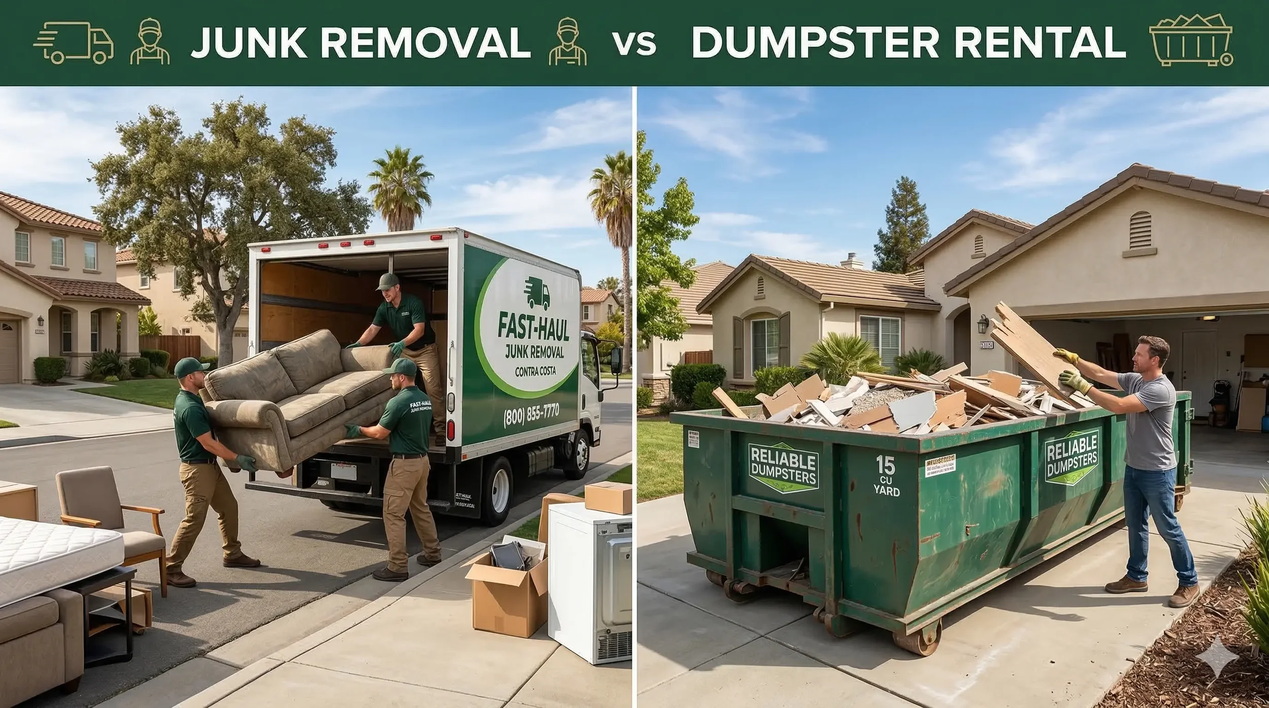 Junk Removal vs Dumpster: Which Is Better in Contra Costa County?