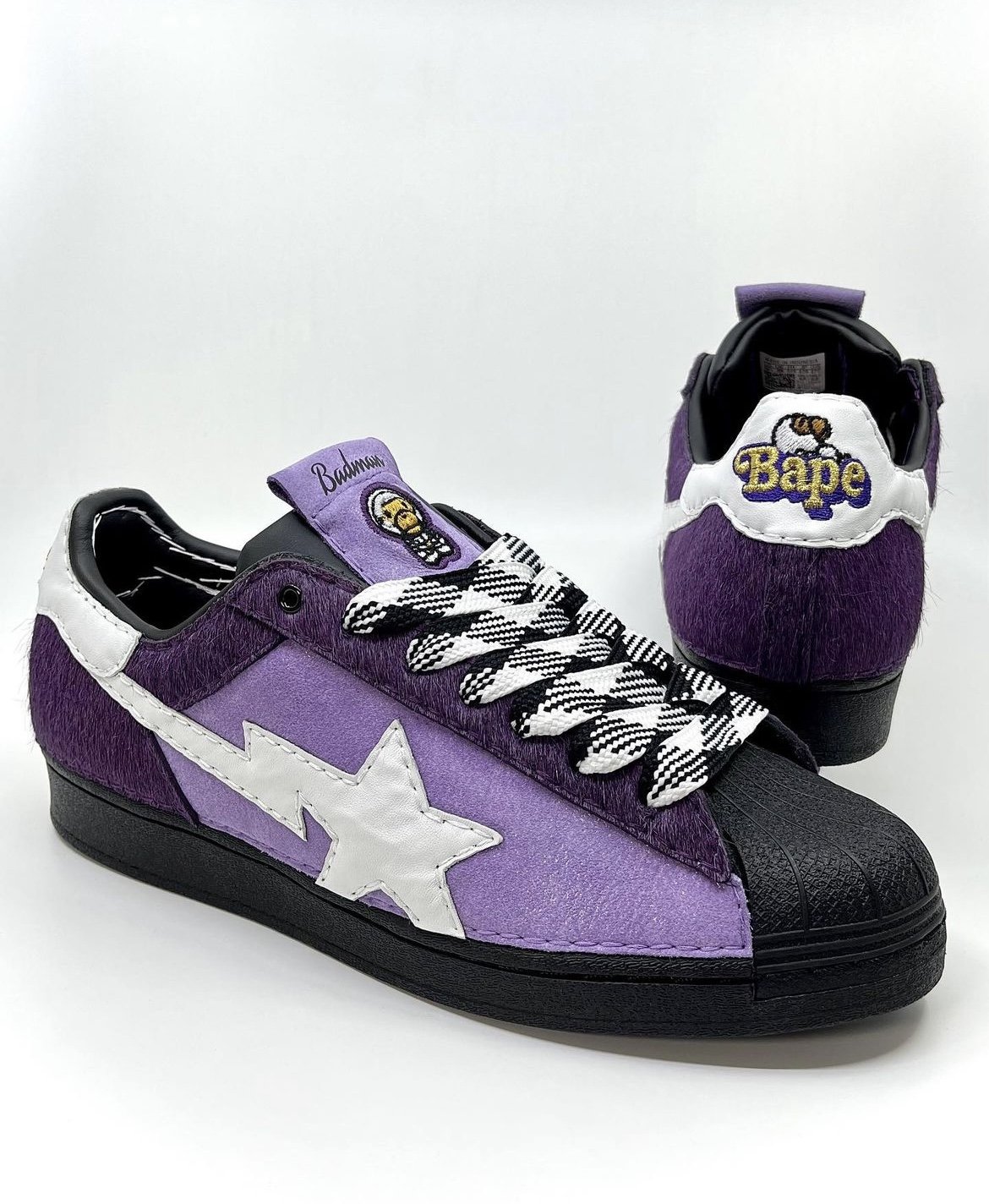 "Lilac" Bape SKULL STA for White Rose Moxie. Leathers used: Lavender Full Grain, Plum Pony, White Amalfi Lambskin.