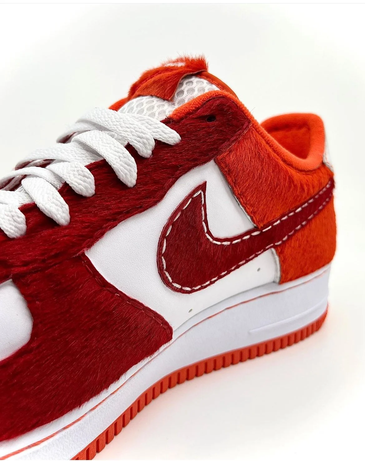 "Eastside Embers" Nike Air Force 1. Inside POV. Leathers used: Red Pony, Orange Pony.