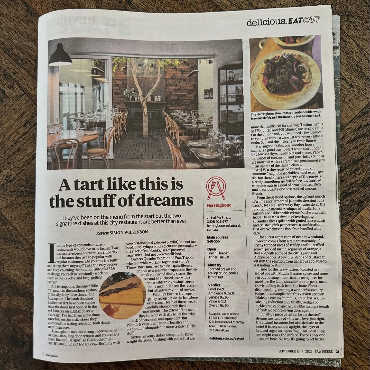 An awesome review in the @thetiser of our little restaurant. 7 years on and still going strong 💪🏼