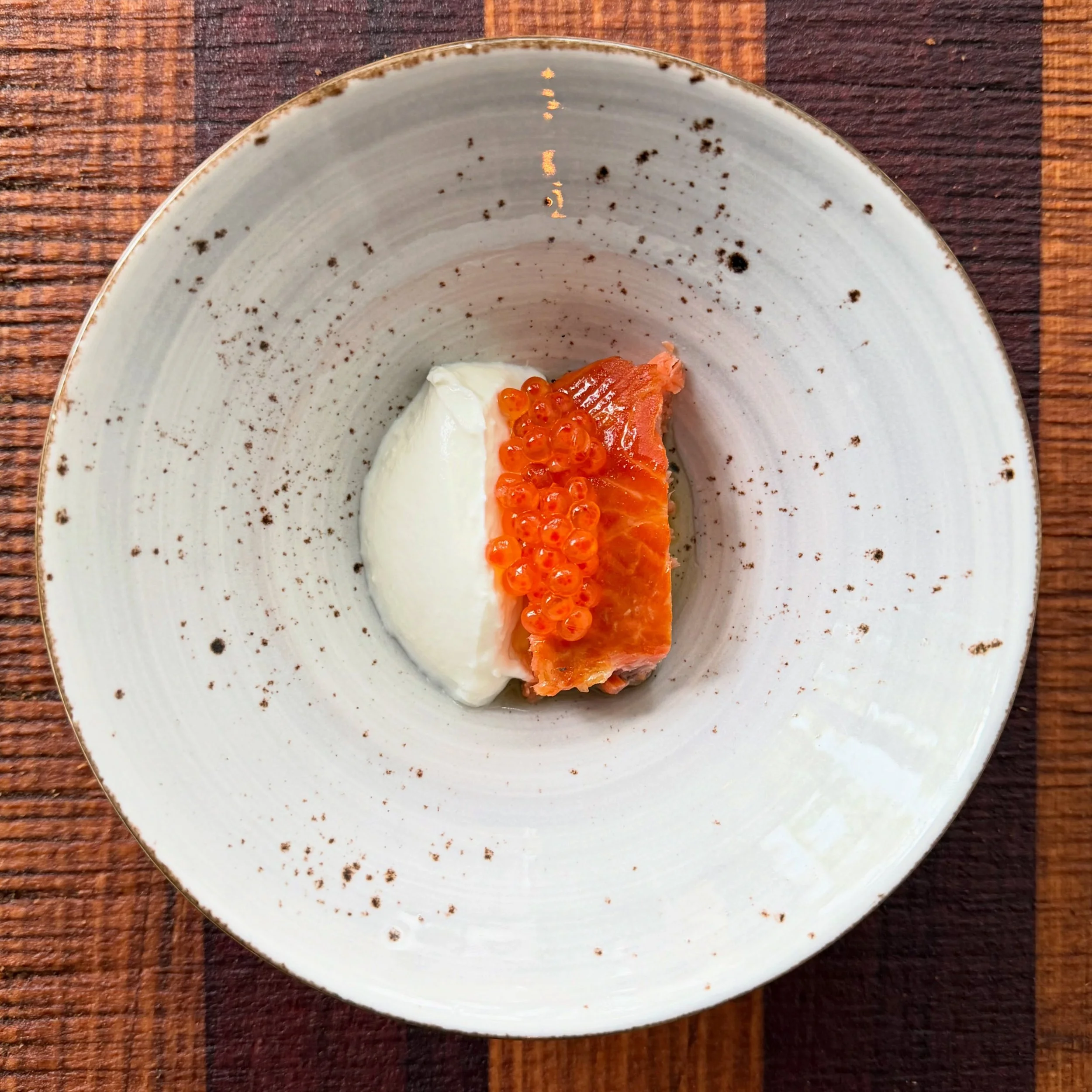 Let&rsquo;s kick off the first day of winter with a SOUP 🥣 🌧️ 🌈 
.
.
applewood hot smoked rainbow trout + roe 
woodside goat curd 
dutch cream potato and leek velout&eacute; 
reggiano oil 
.
.
@woodsidecheese 
@yarravalleycaviar_au 
@cobbledick_pr