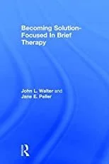 Book titled 'Becoming Solution-Focused in Brief Therapy' by John L. Walter and Jane E. Perlier, with a blue cover.