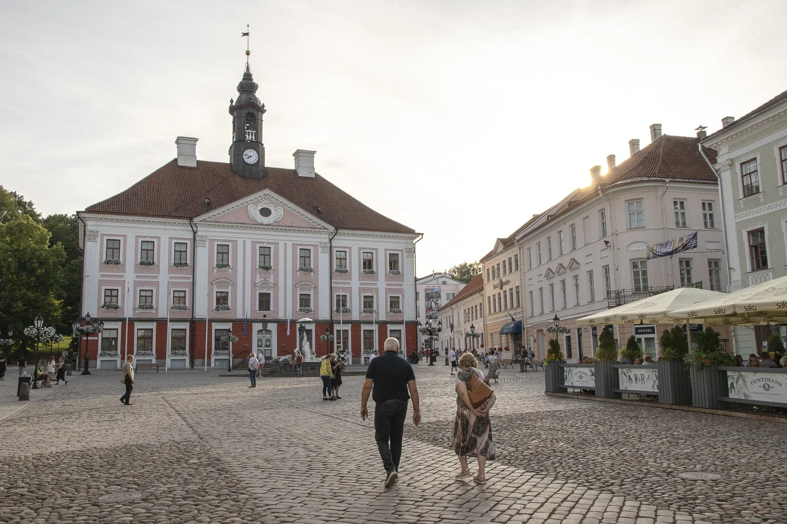 A town hall square in Tartu, Estonia.