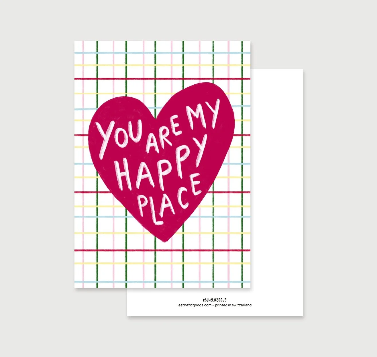 Happy Place &ndash; Karte A6 hoch 🩵 F&uuml;r den Valentinstag, Geburtstag oder auch einfach so. Diese und viele weitere Karten findest du bei uns im Onlineshop. Link in der Bio. 💖

#estheticgoods #postcard #postcards #creative #illustration #birthd