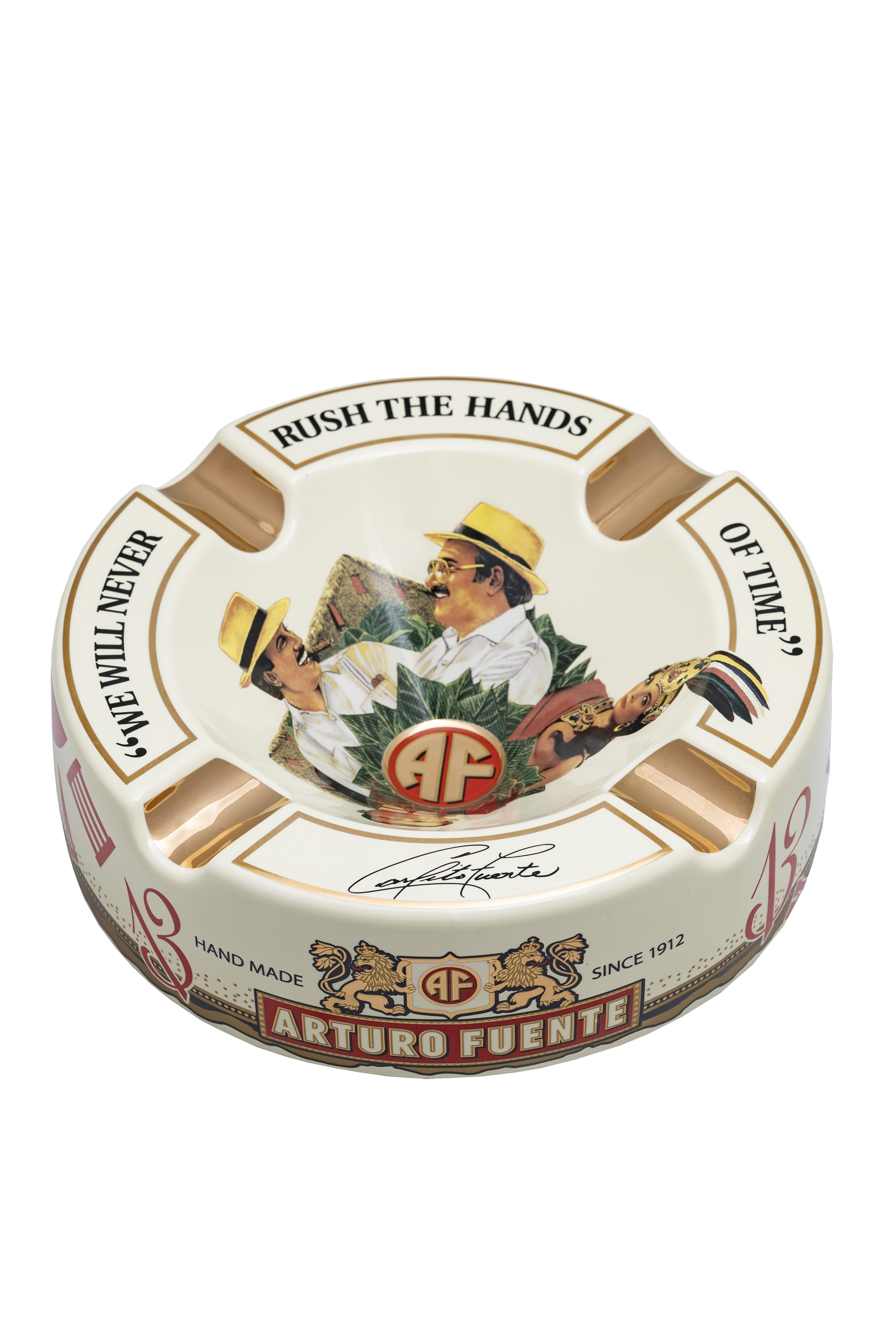 Arturo Fuente Rnd Dec Ceramic "Hands of Time" Ashtray Cream