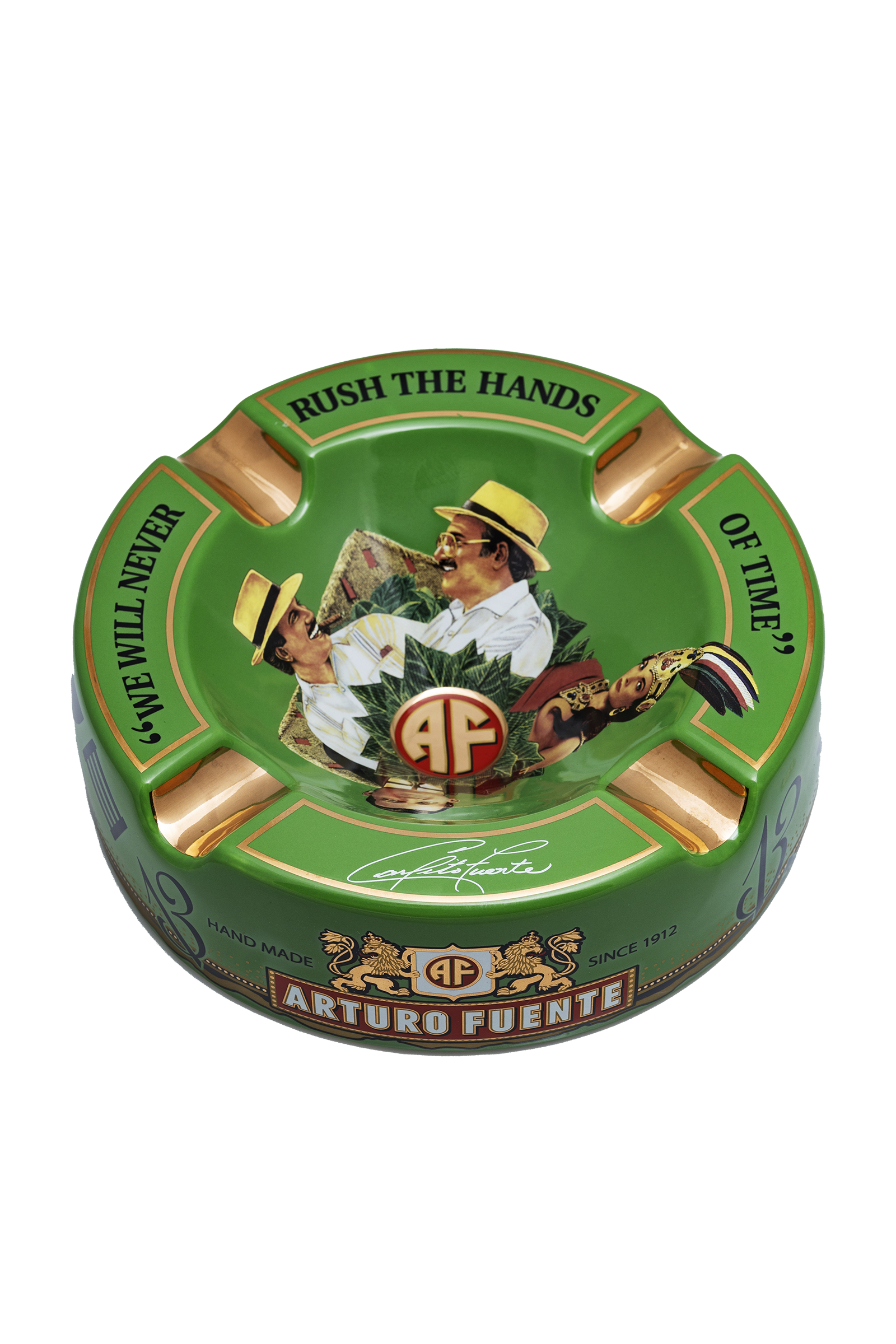 Arturo Fuente Rnd Dec Ceramic "Hands of Time" Ashtray Green