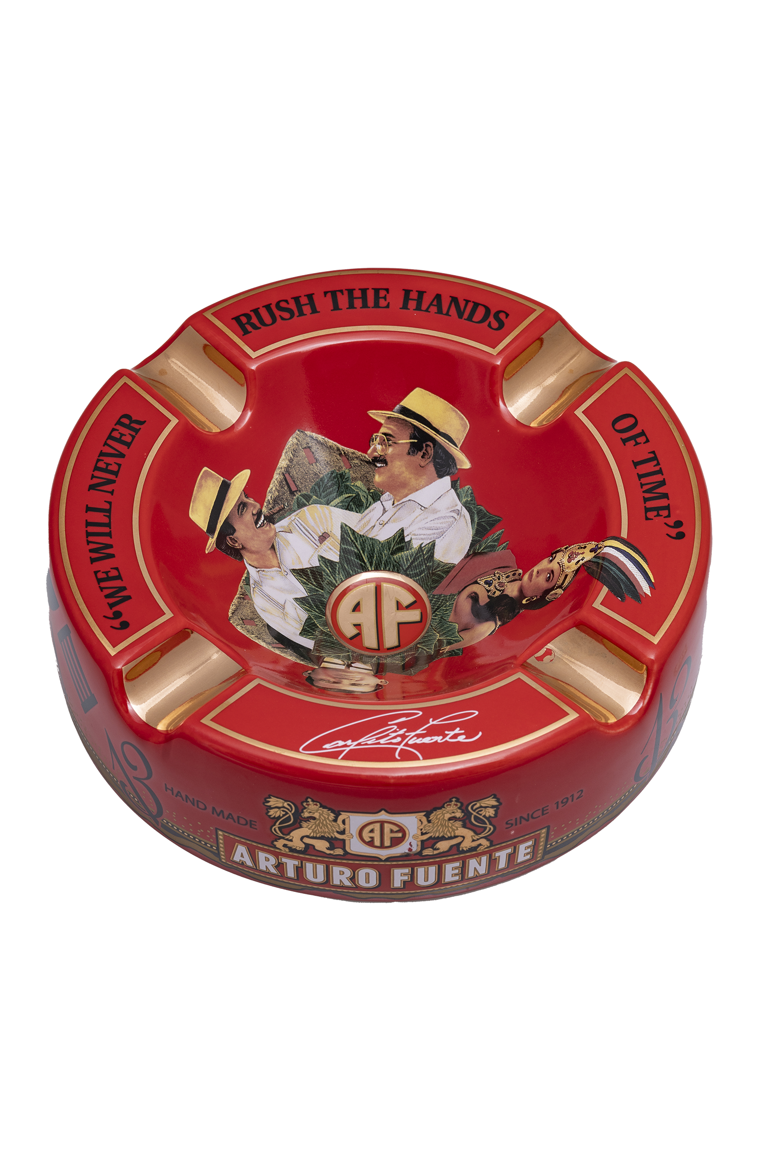 Arturo Fuente Rnd Dec Ceramic "Hands of Time" Ashtray Red