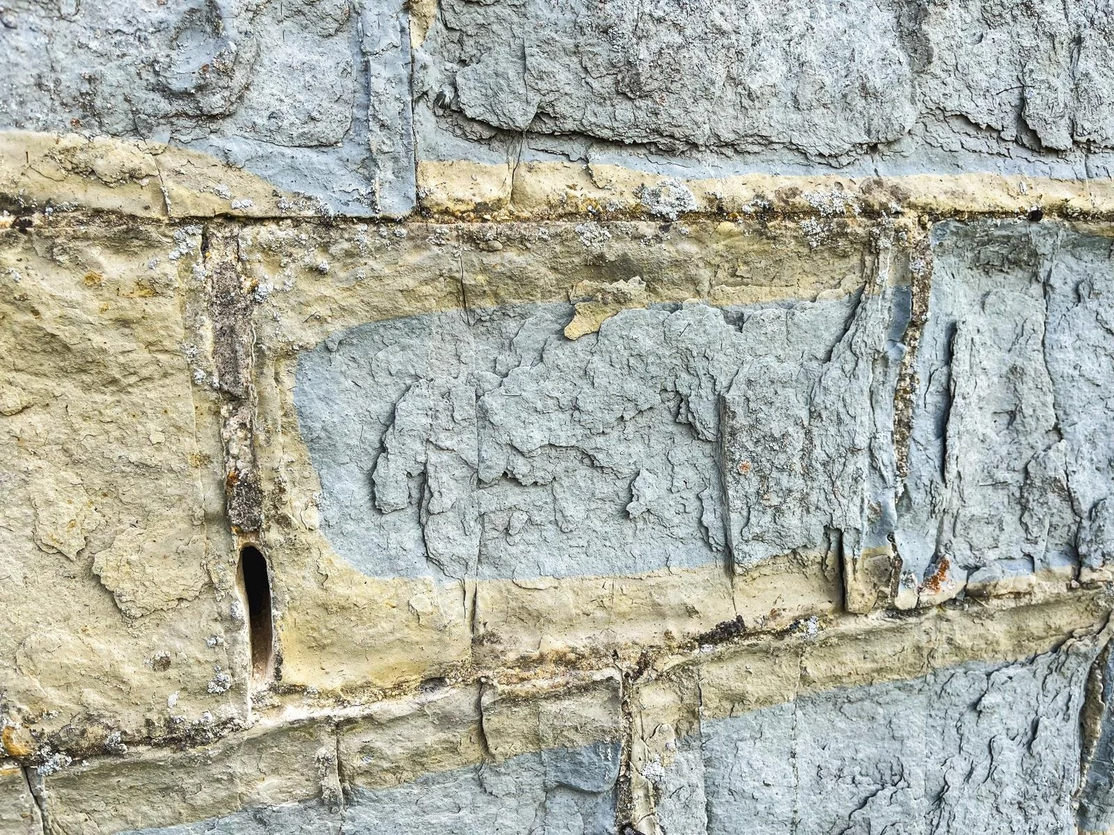 Samples were taken of mortar joints during inspection of Blue Lias listed farmhouse