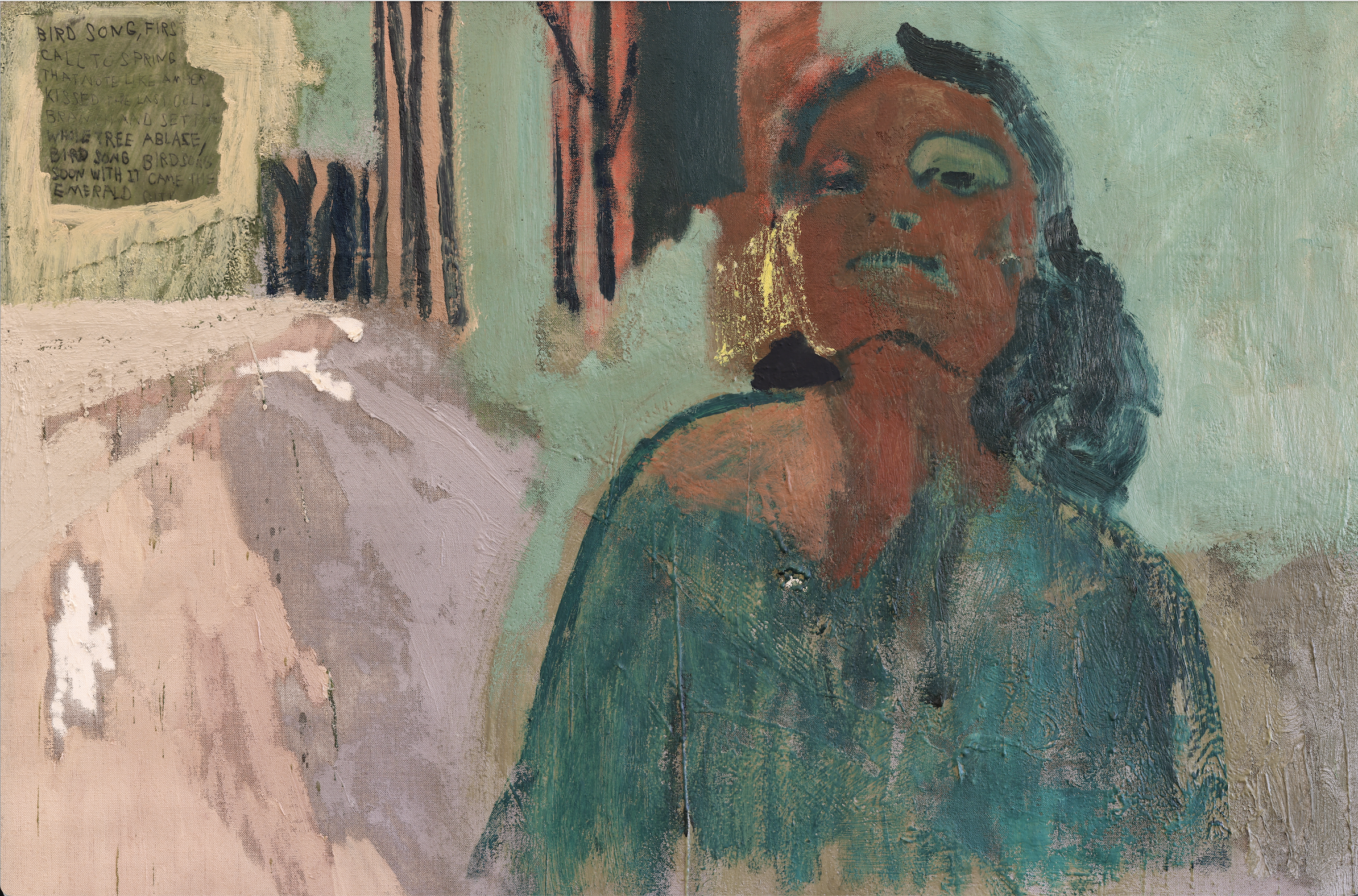 Birdsong

95 × 65cm oil, charcoal, newsprint, and encaustic on linen (2026)