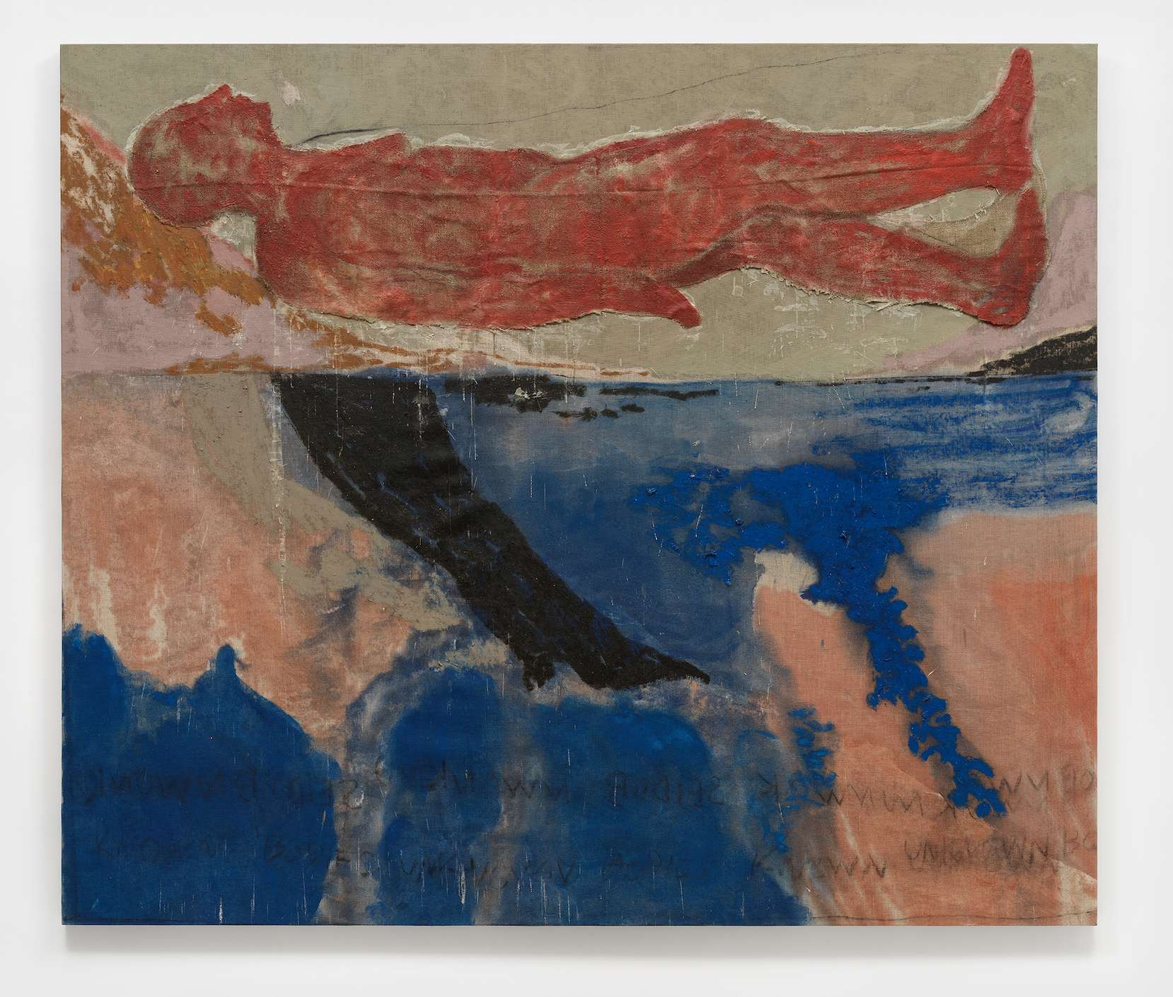 Known Bodies Unknown Bodies Known Bodies

80 x 210 cm oil, encaustic, hessian and charcoal on linen
(2025)