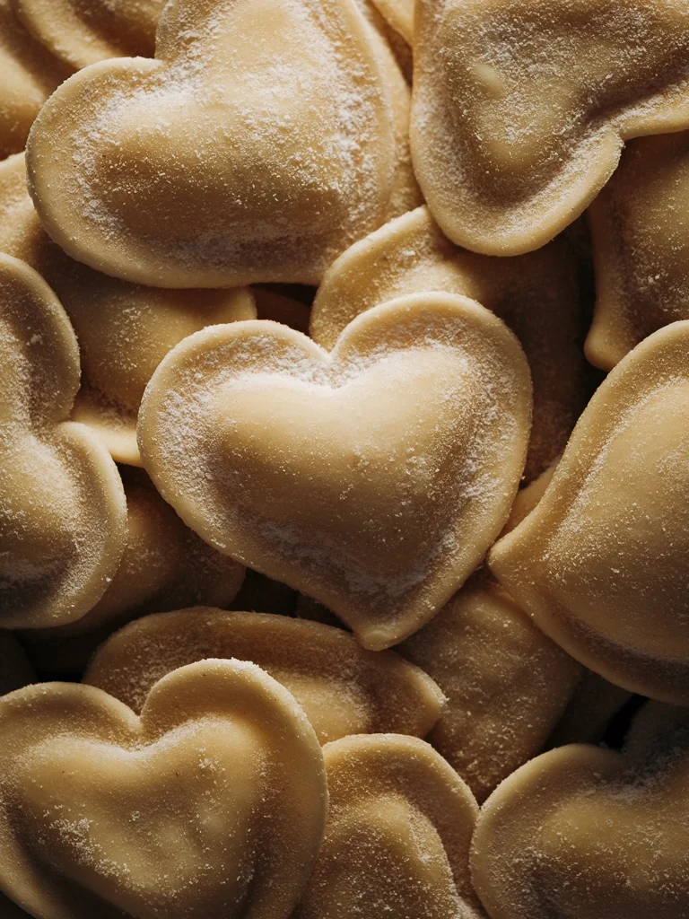 Pâtes fraîches artisanales en forme de cœur, stylisme et photographie culinaire réalisés dans le 64