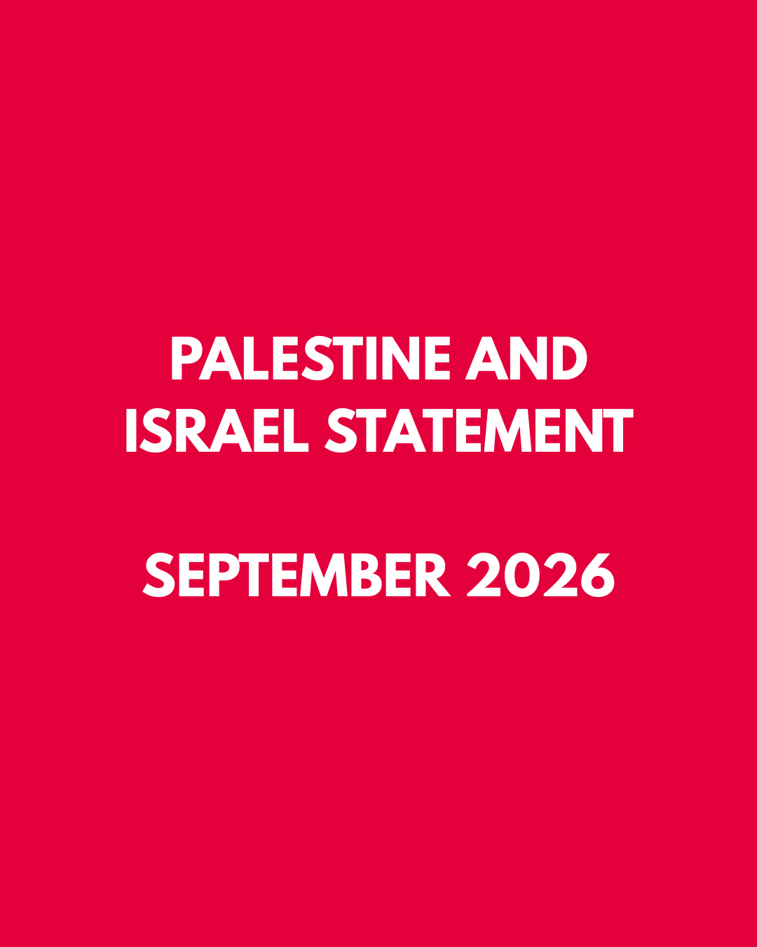 Palestine and Israel Statement September 2026