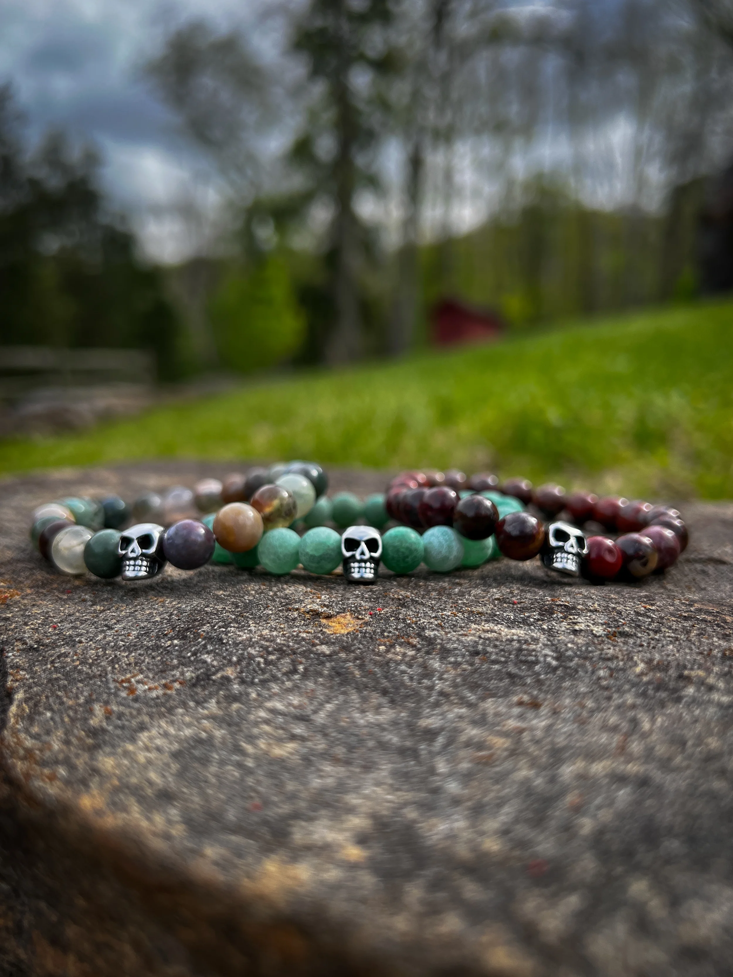 Mala-for-Vets-three-skull-wrist-mala-stone-field-newlin-grist-mill.webp