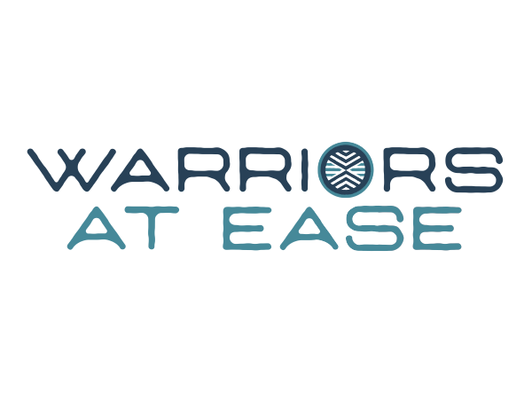 Logo for Warriors At Ease with stylized text and a circular emblem in place of the letter 'O' in 'Warriors'.