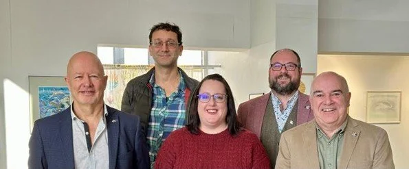 A photograph of five Mayors of Aberystwyth who supported the City of Literature application.