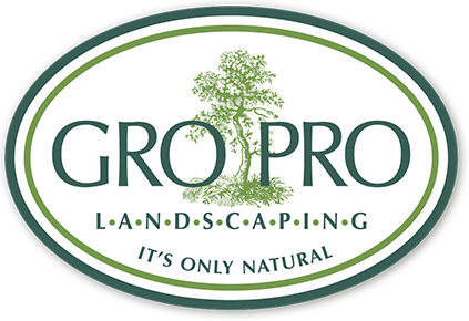 Logo for GRO PRO LANDSCAPING with a green tree and grass, featuring the slogan 'It's Only Natural'.