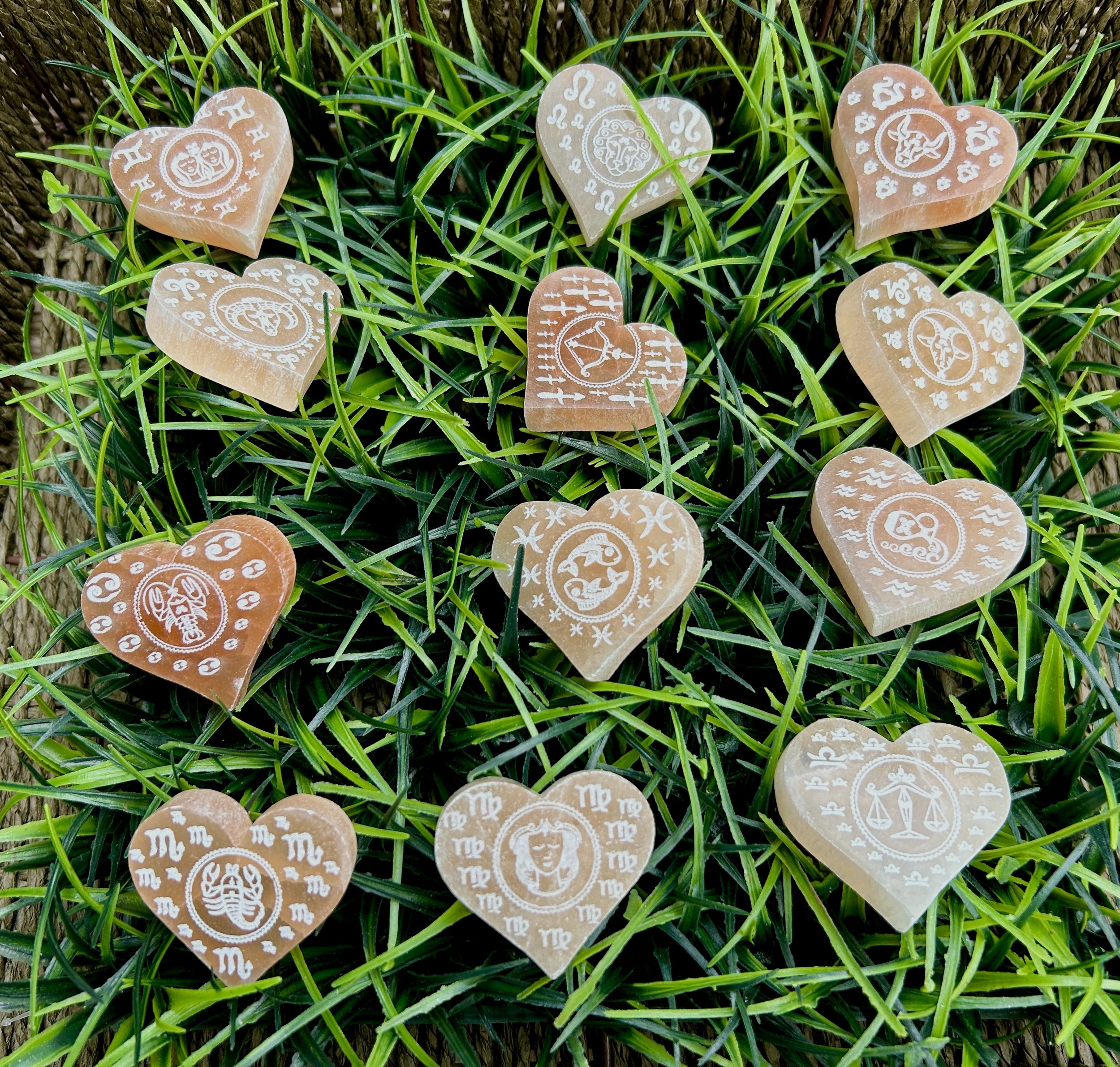 Orange Selenite Zodiac Heart